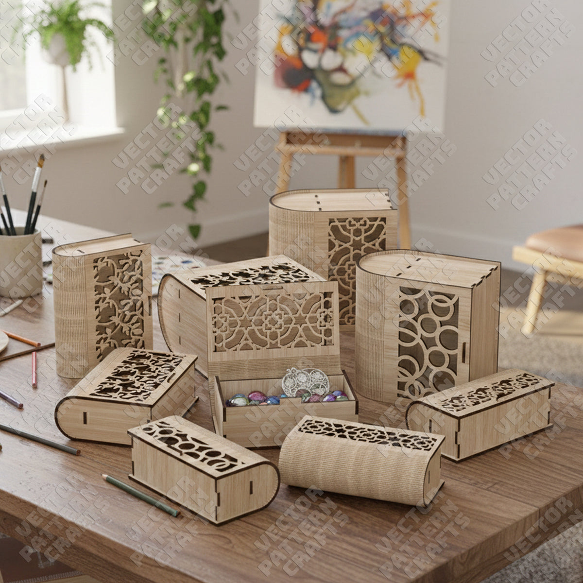 Decorative wooden gift box 9 bundle laser cut svg file | LaserSvgTemplates