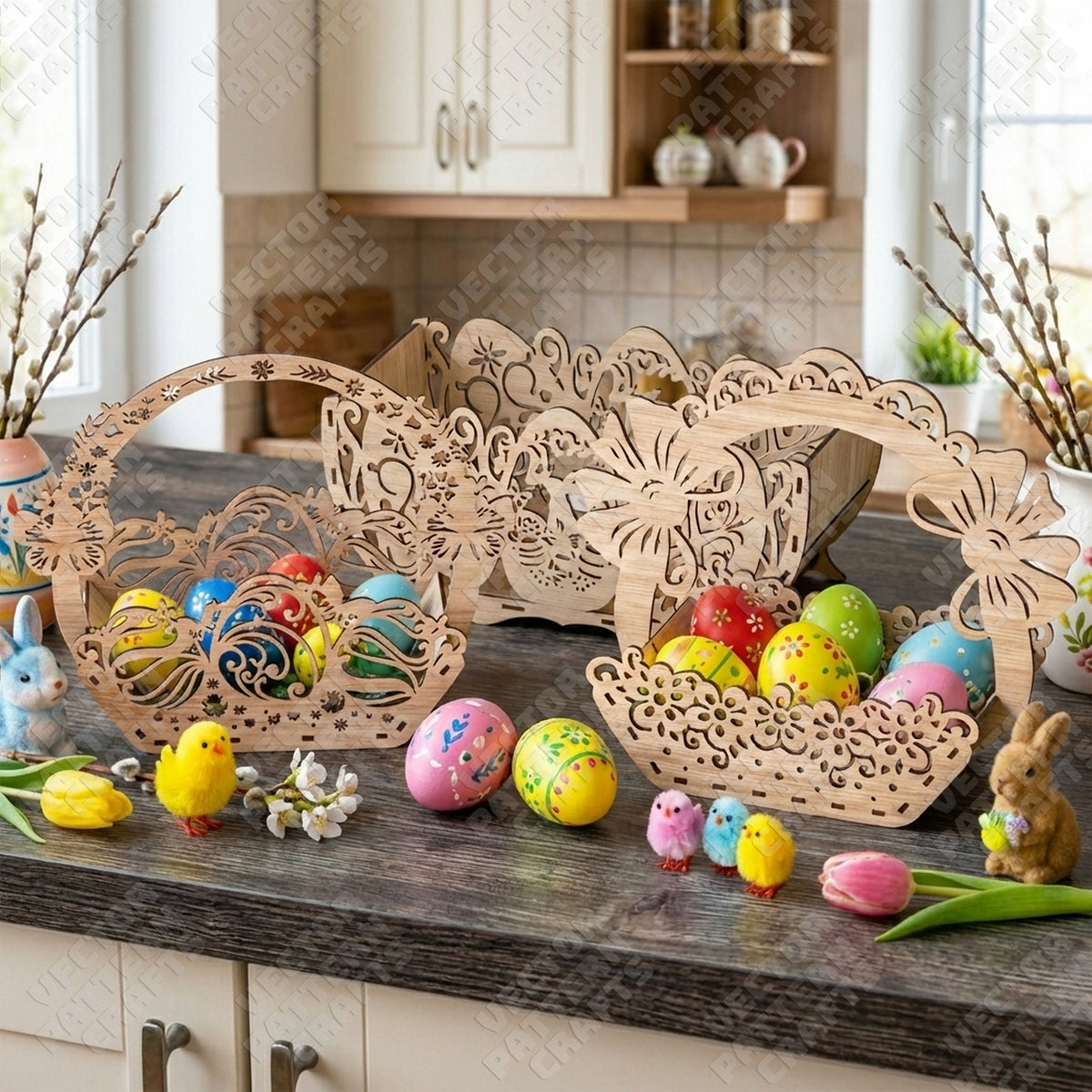 Easter egg basket 3 bundle laser cut svg file