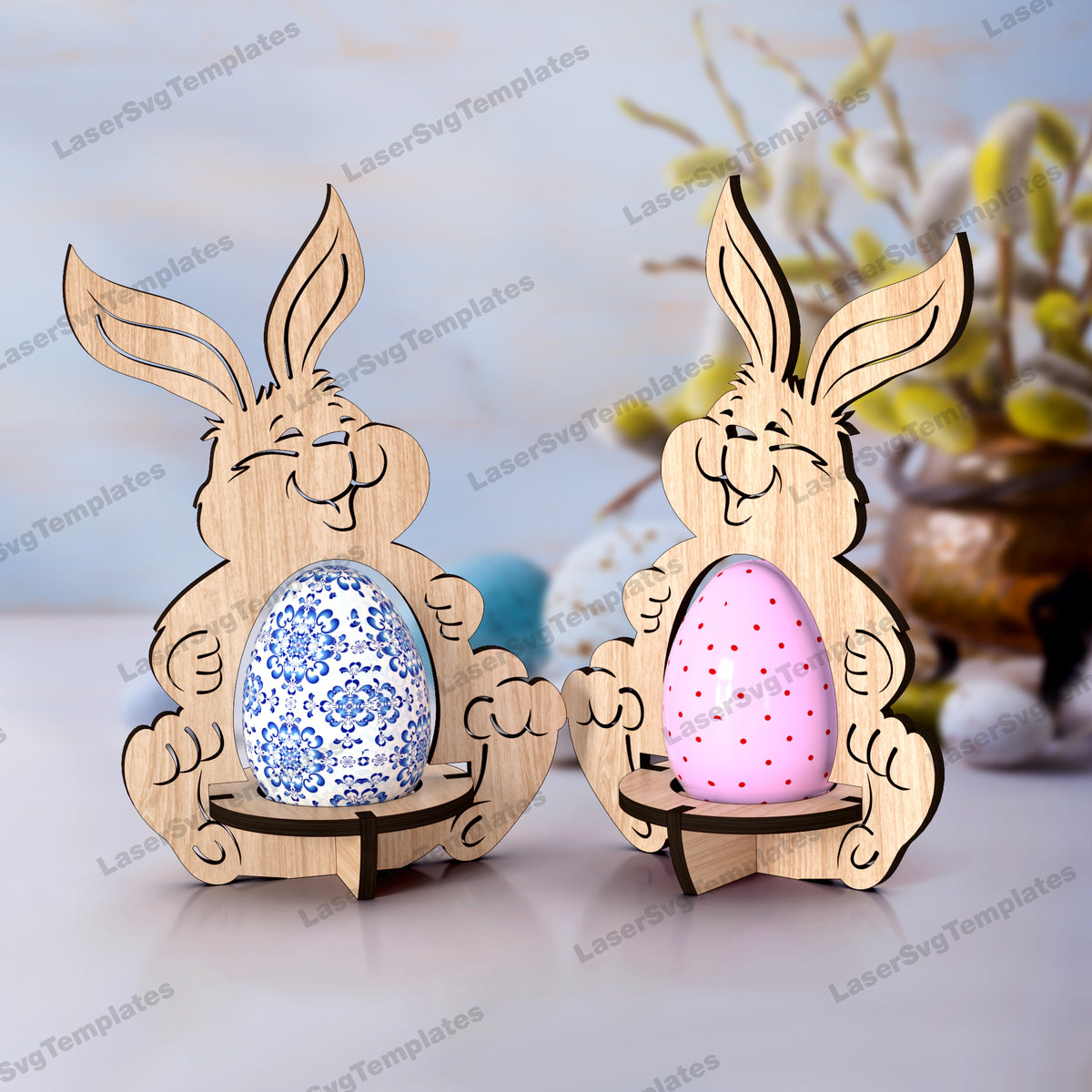 Laser cut Easter bunny egg stand svg file | LaserSvgTemplates