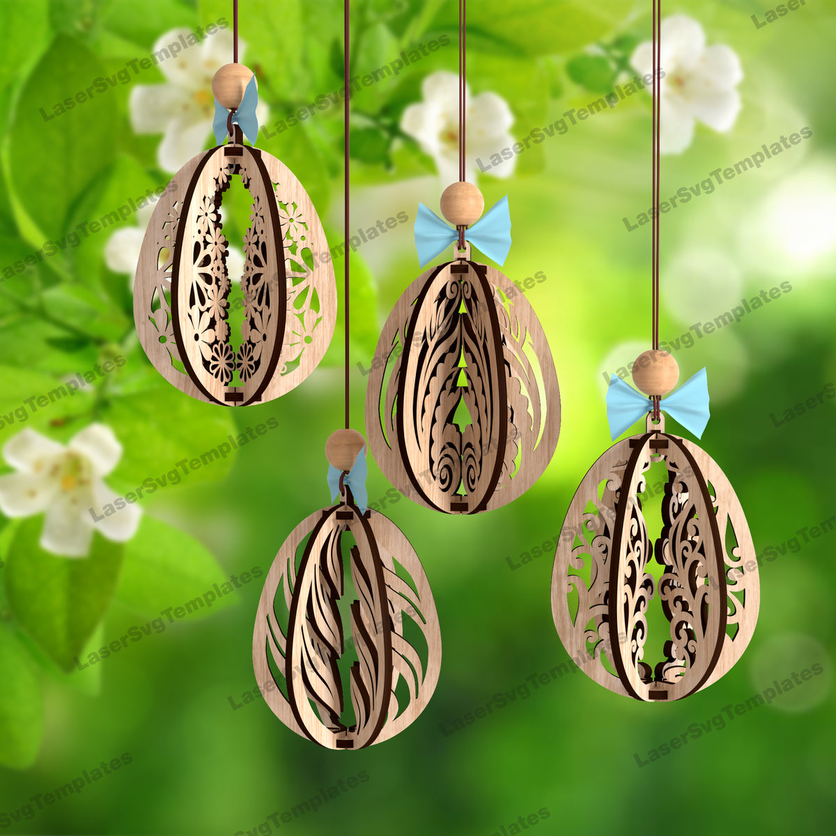 3D Easter egg ornaments laser cut svg file | LaserSvgTemplates