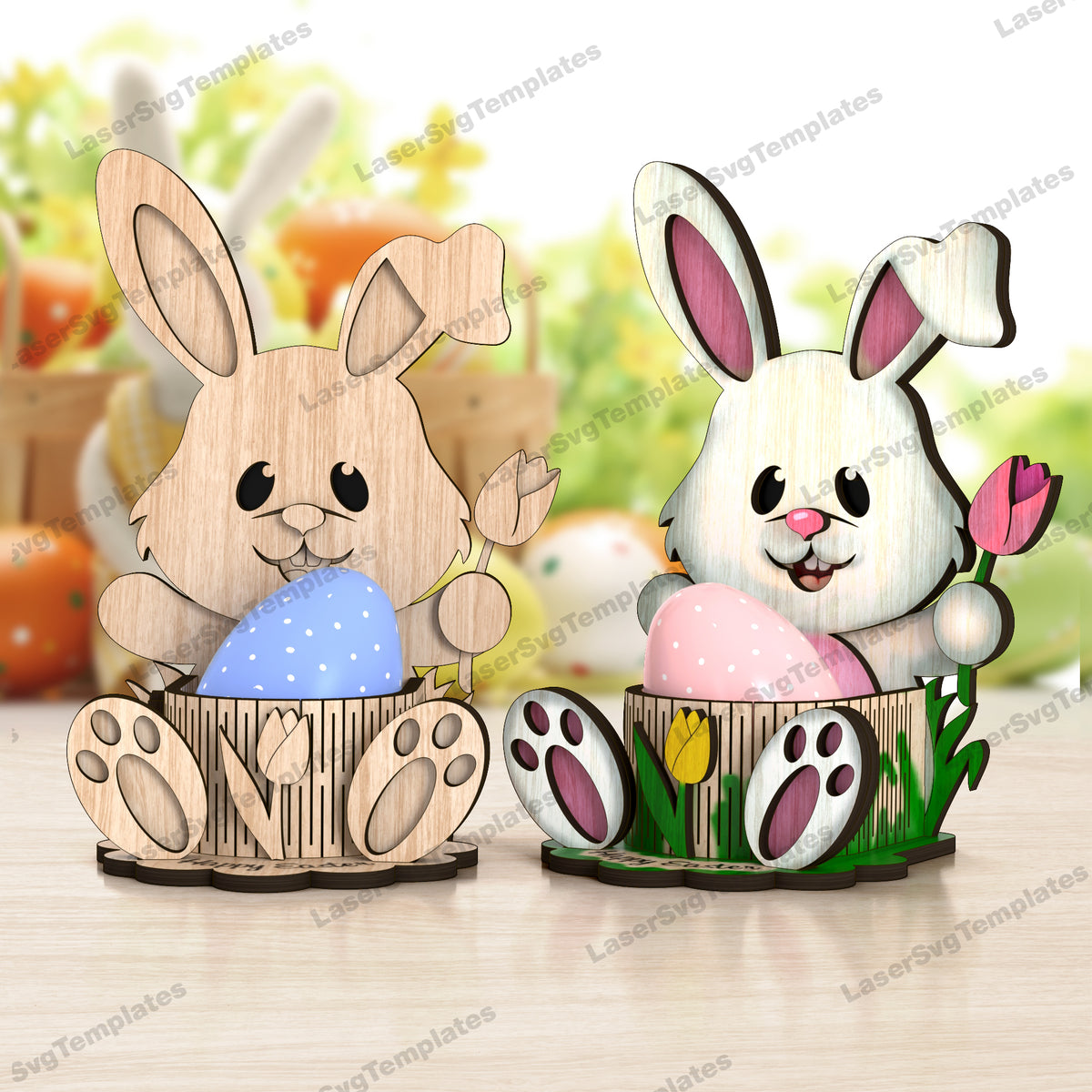 Bunny Easter egg holder laser cut svg file | LaserSvgTemplates