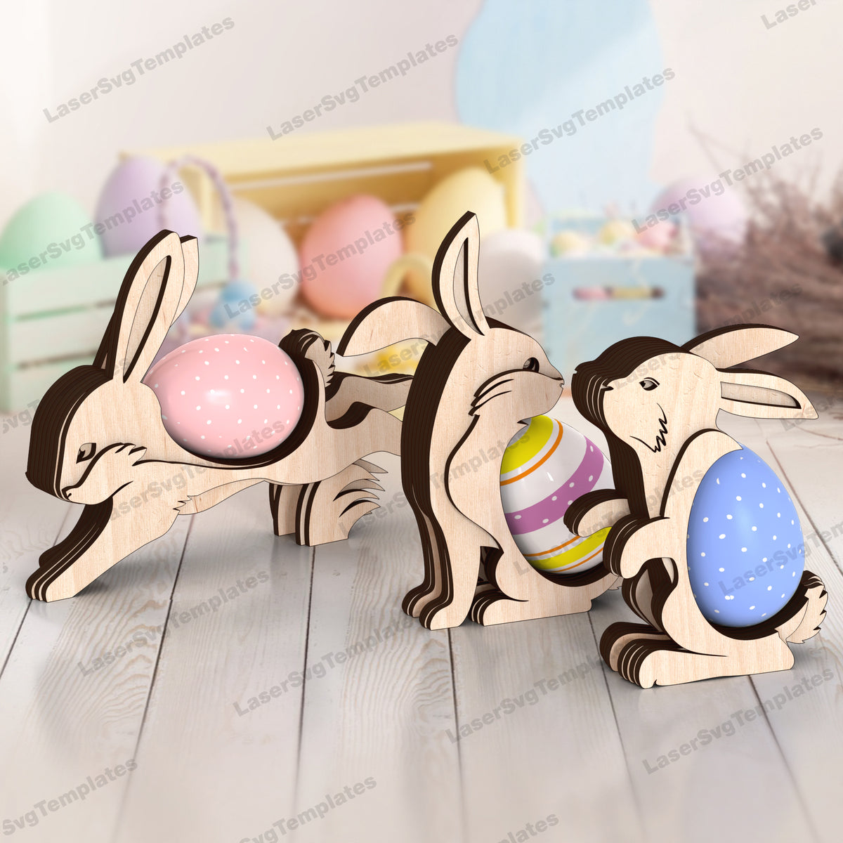 Multilayer Easter bunny egg holders laser cut bundle svg file ...