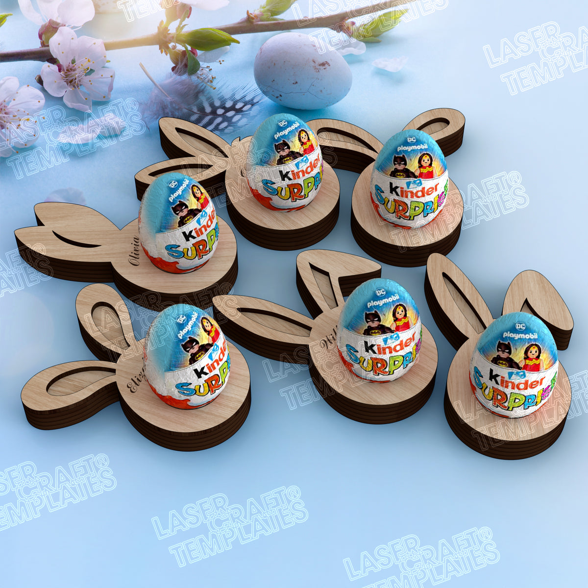 6 Layered Easter bunny egg holders laser cut svg file | LaserSvgTemplates
