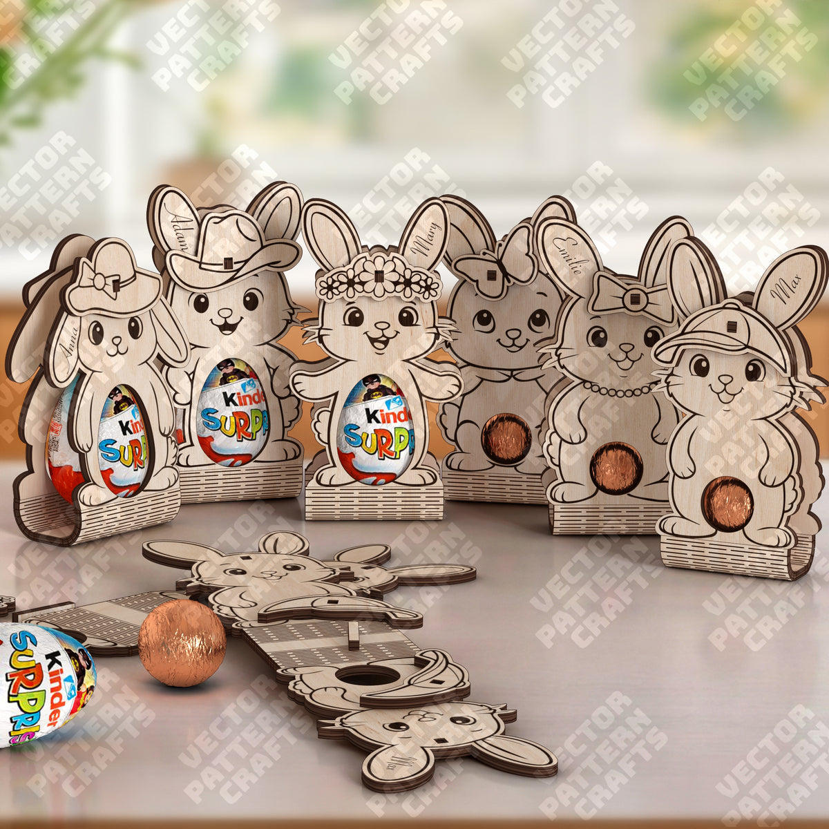 6 Easter bunny candy holder laser cut svg file | LaserSvgTemplates