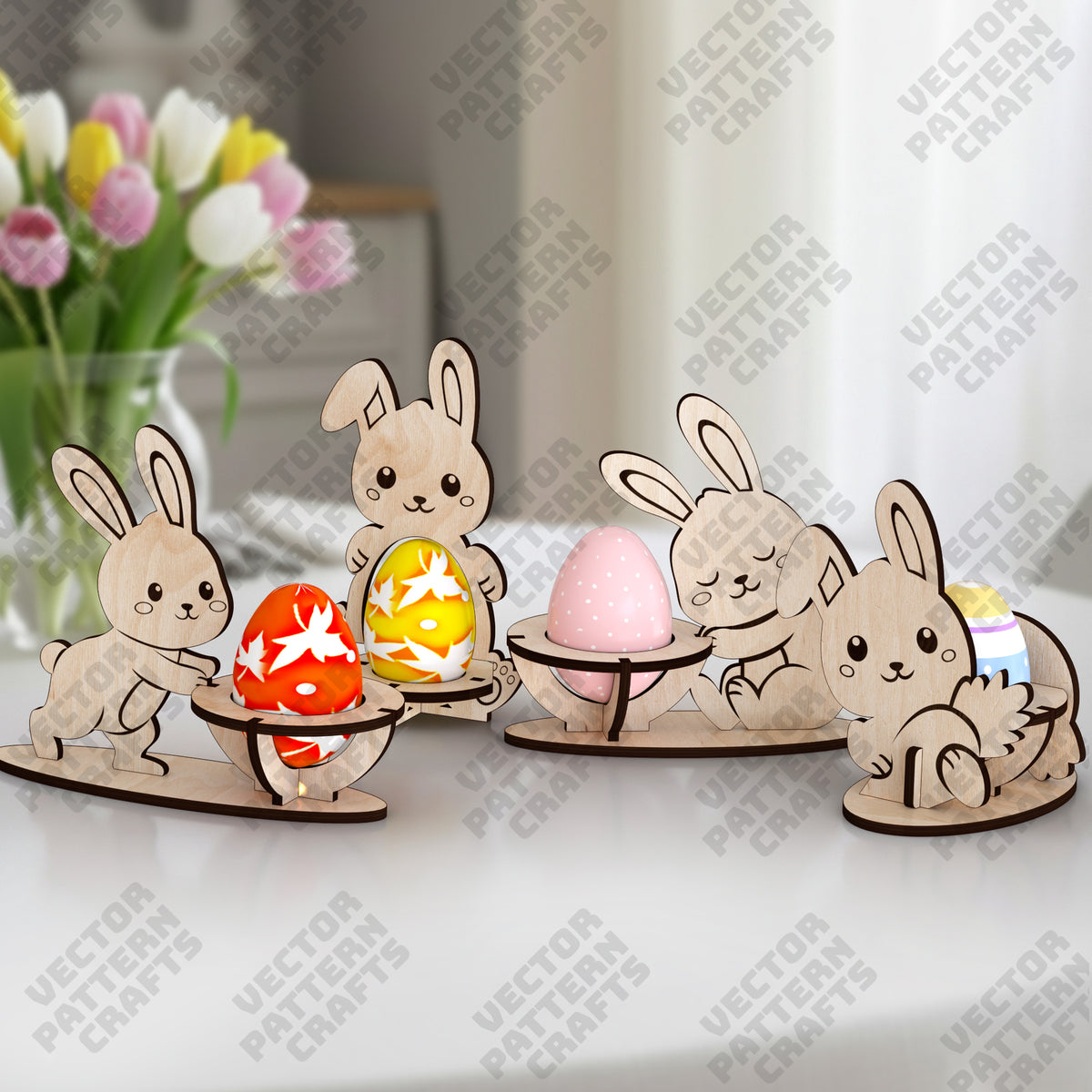 Bunny Easter egg holder 4 bundle laser cut svg file | LaserSvgTemplates