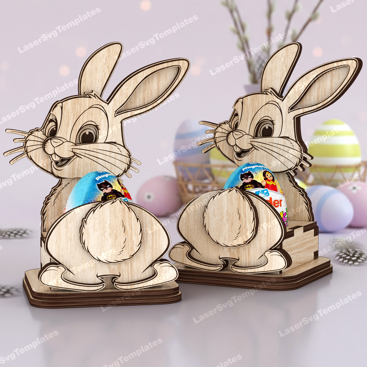 Laser cut Easter bunny egg holder svg cutting file | LaserSvgTemplates