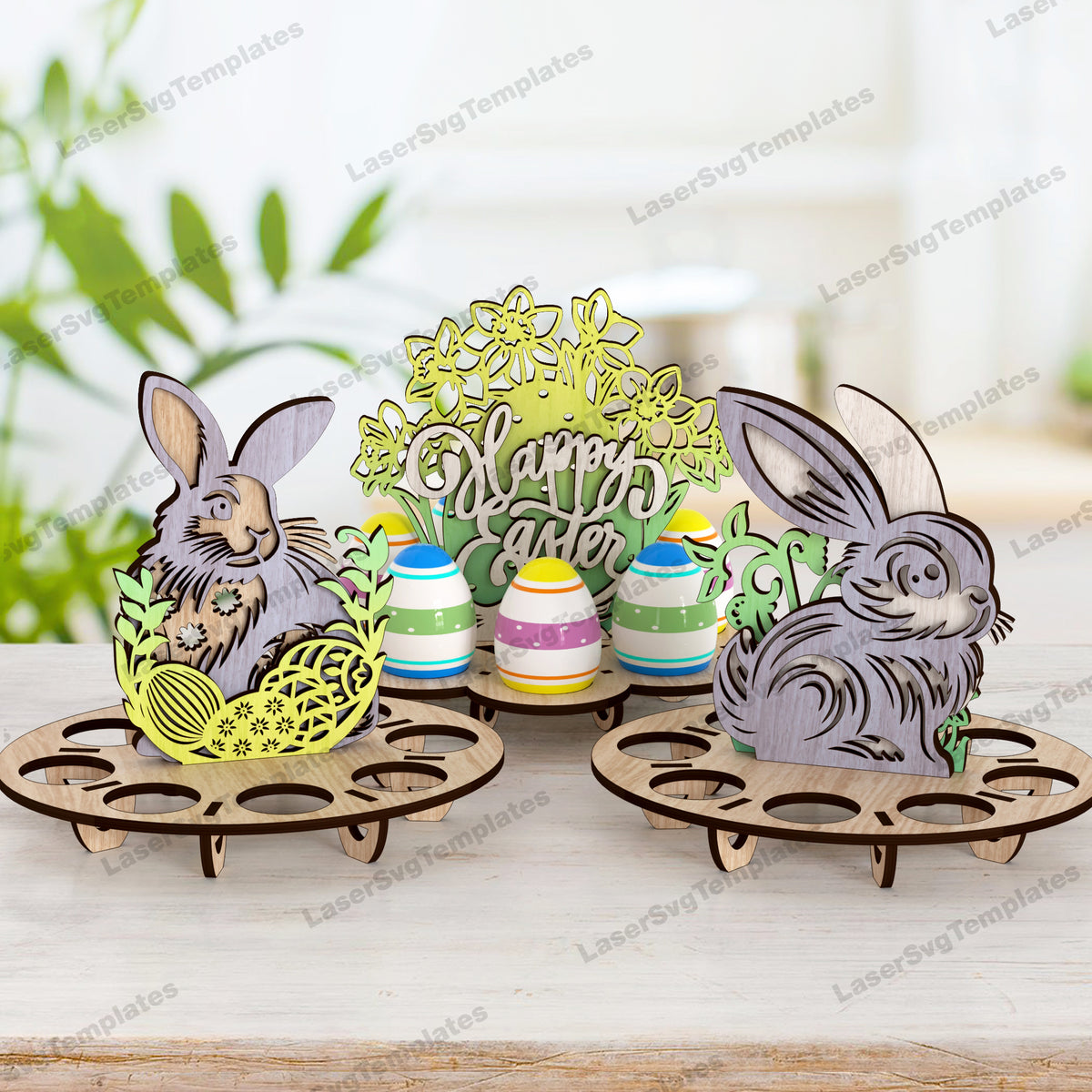 Easter bunny egg holder 3 bundle laser cut svg file