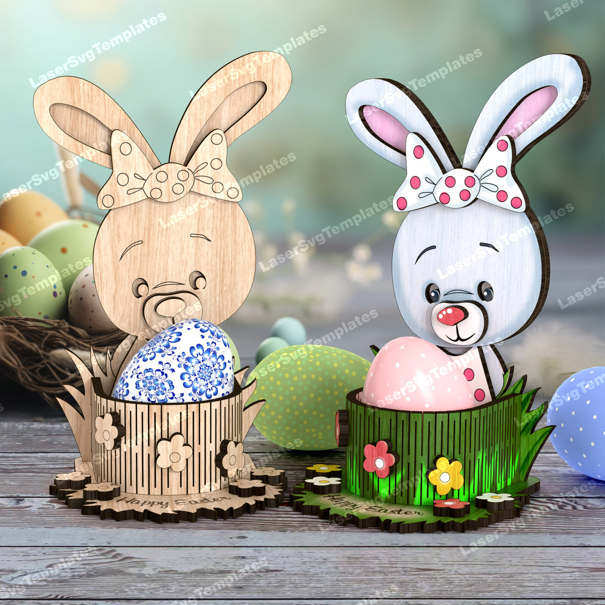 Bunny Easter egg holder laser cut svg file | LaserSvgTemplates