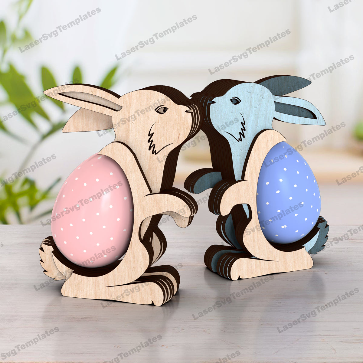 Multilayer Easter bunny laser cut egg holder svg file | LaserSvgTemplates
