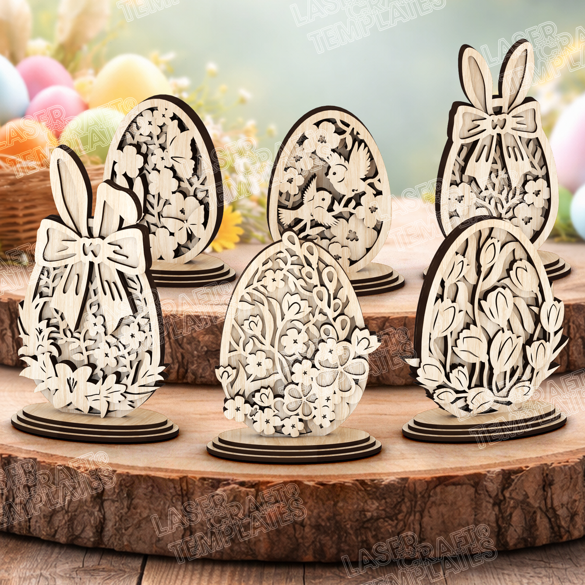 5 Easter egg decoration laser cut svg file | LaserSvgTemplates