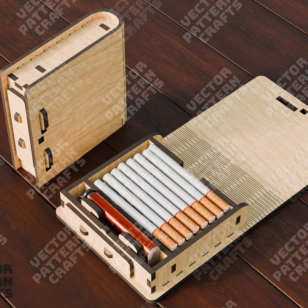 cigarette wood box Wooden cigarette case laser cut svg file