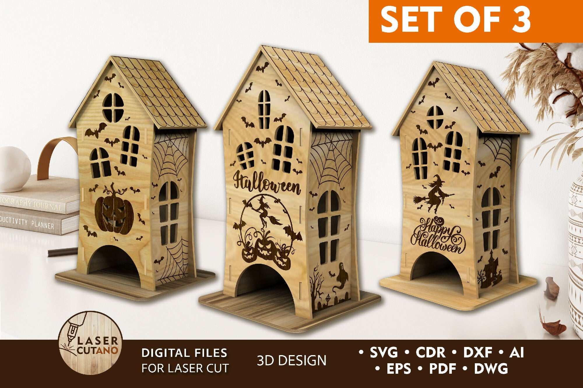 3D-Halloween-Häuser-Laser-Cut-Dateien-Lasercutano-Cover