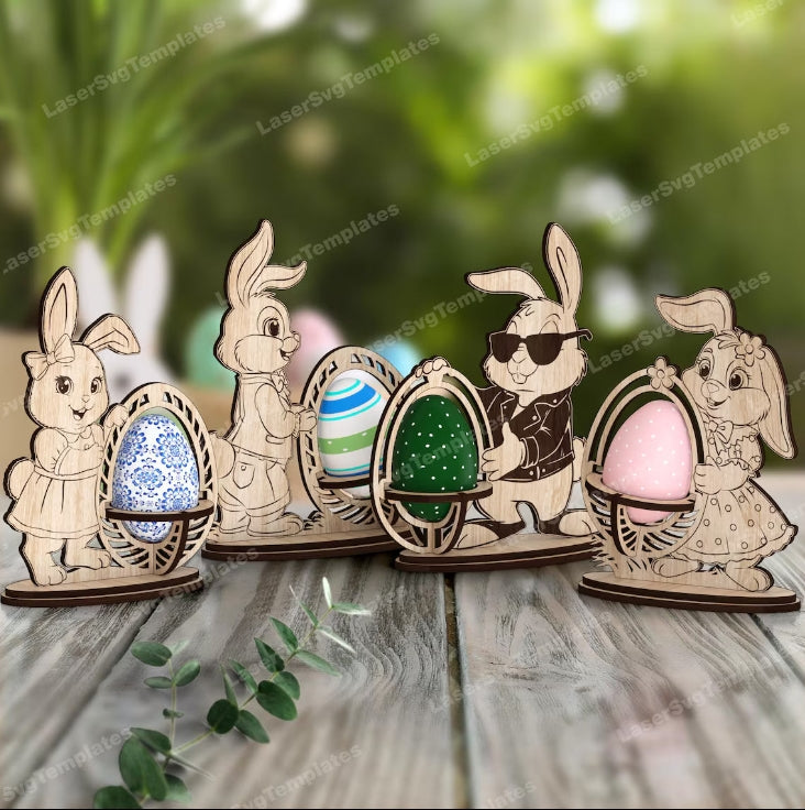 Laser cut Easter bunny egg holder svg cutting file | LaserSvgTemplates