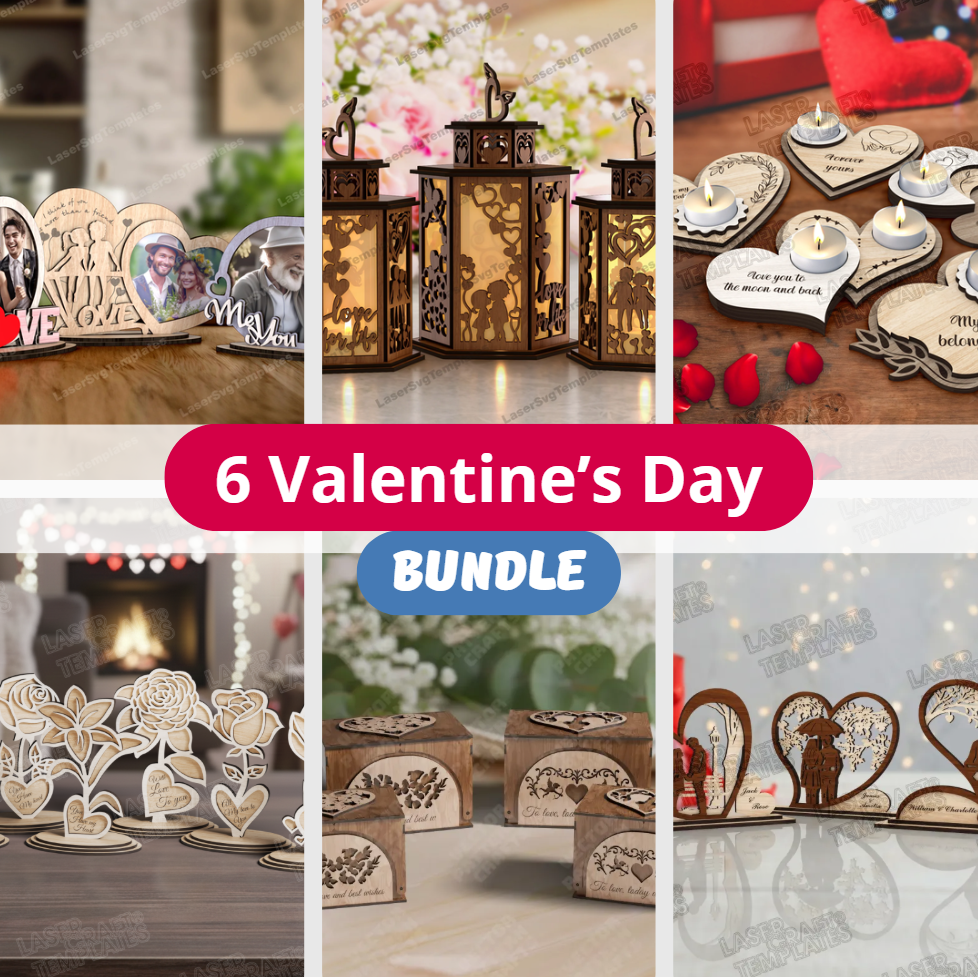 6 Valentine’s Day Bundle laser cut svg file | LaserSvgTemplates