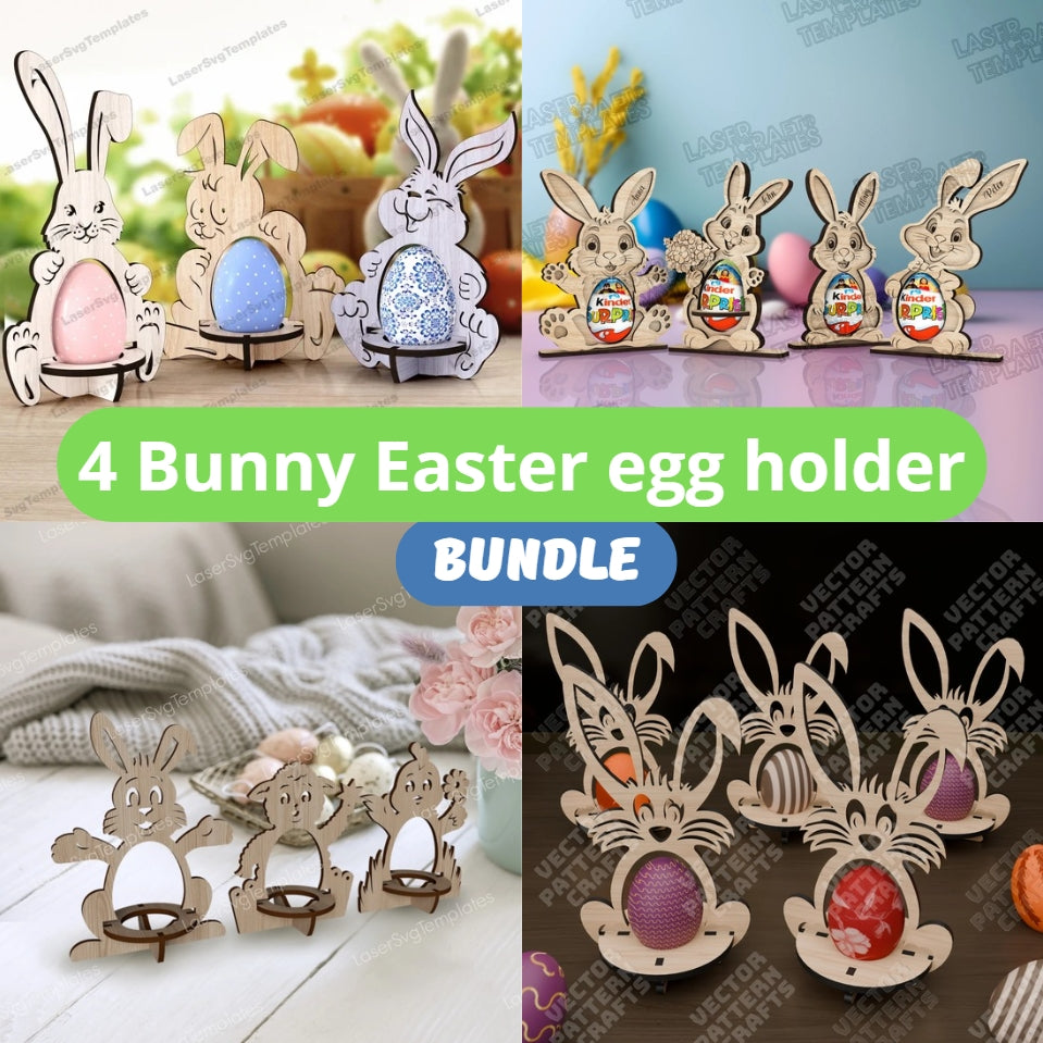 4 Bunny Easter egg holder laser cut svg file | LaserSvgTemplates