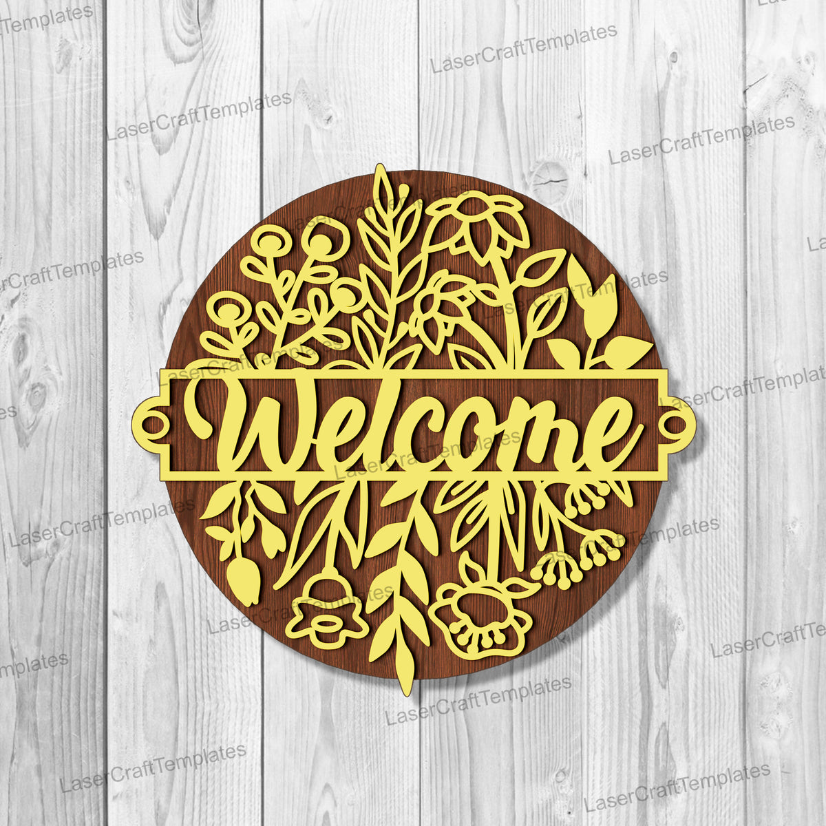 Laser cut Flowers Welcome Sign svg file | LaserSvgTemplates