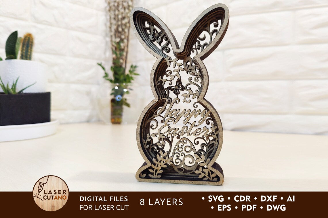 Easter Bunny standing Laser Cut Svg File | LaserSvgTemplates