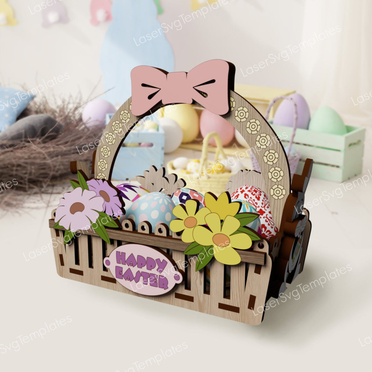 Cute Easter egg basket laser cut svg file | LaserSvgTemplates