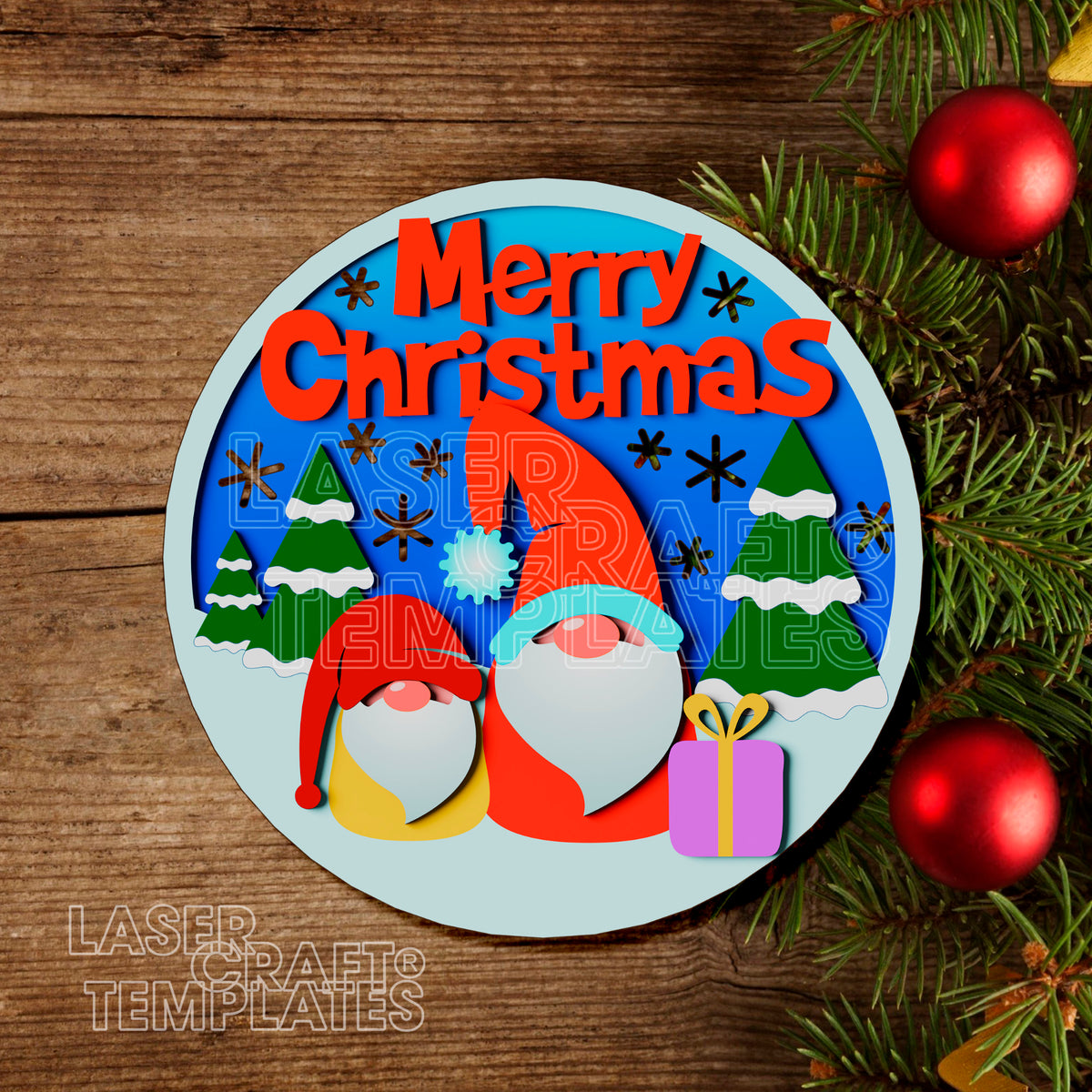 Gnomes Merry Christmas Round Door Hanger laser cut svg file ...
