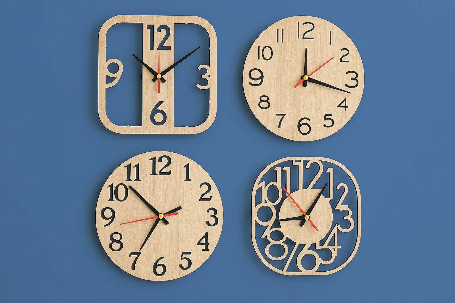 Wall Clock SVG Bundles – Create Unique Wooden Clocks for Your Home🕰️ LaserSvgTemplates