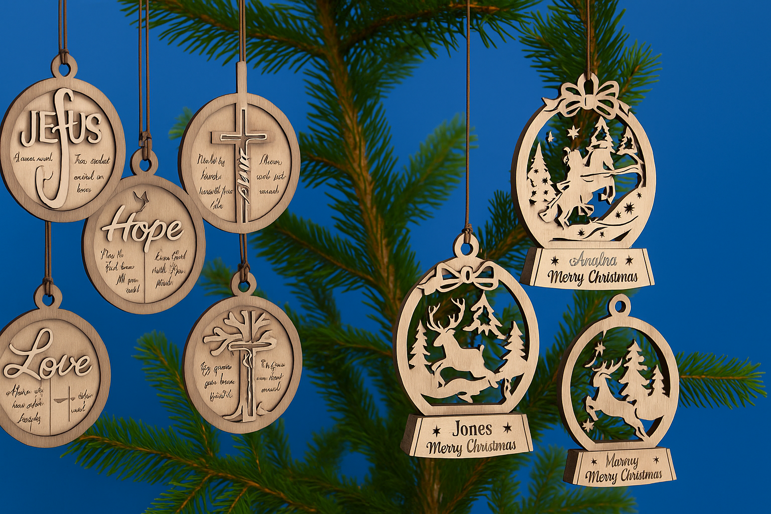 🎄 Christmas Ornaments – Unique Laser Cut Designs for Your Holiday Decor