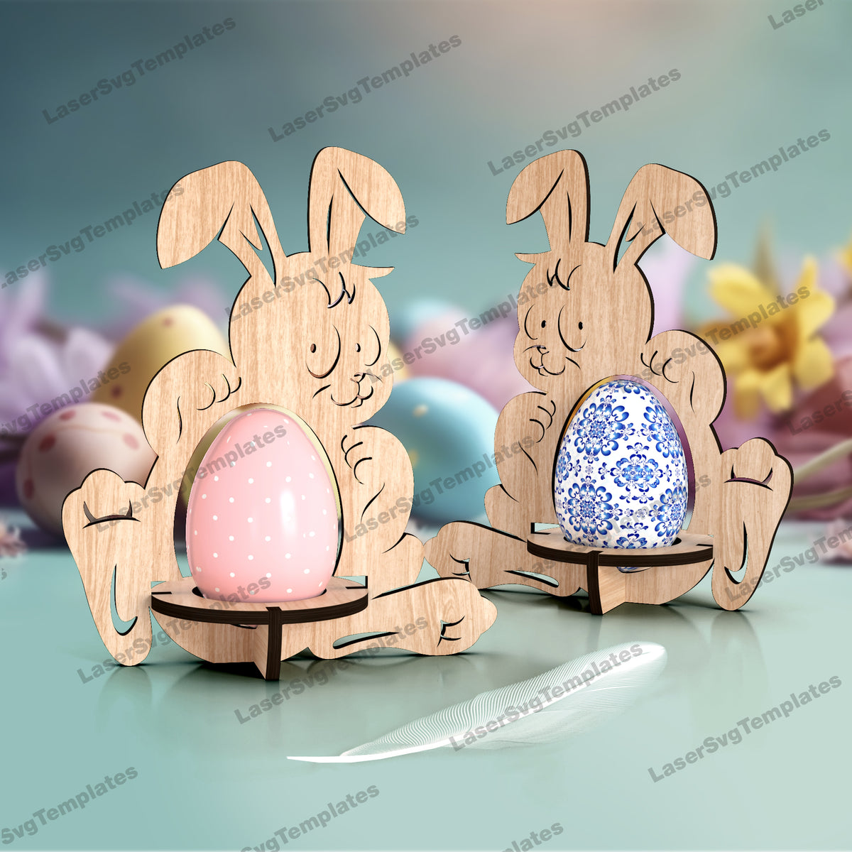 Laser cut Easter bunny egg holder svg file | LaserSvgTemplates