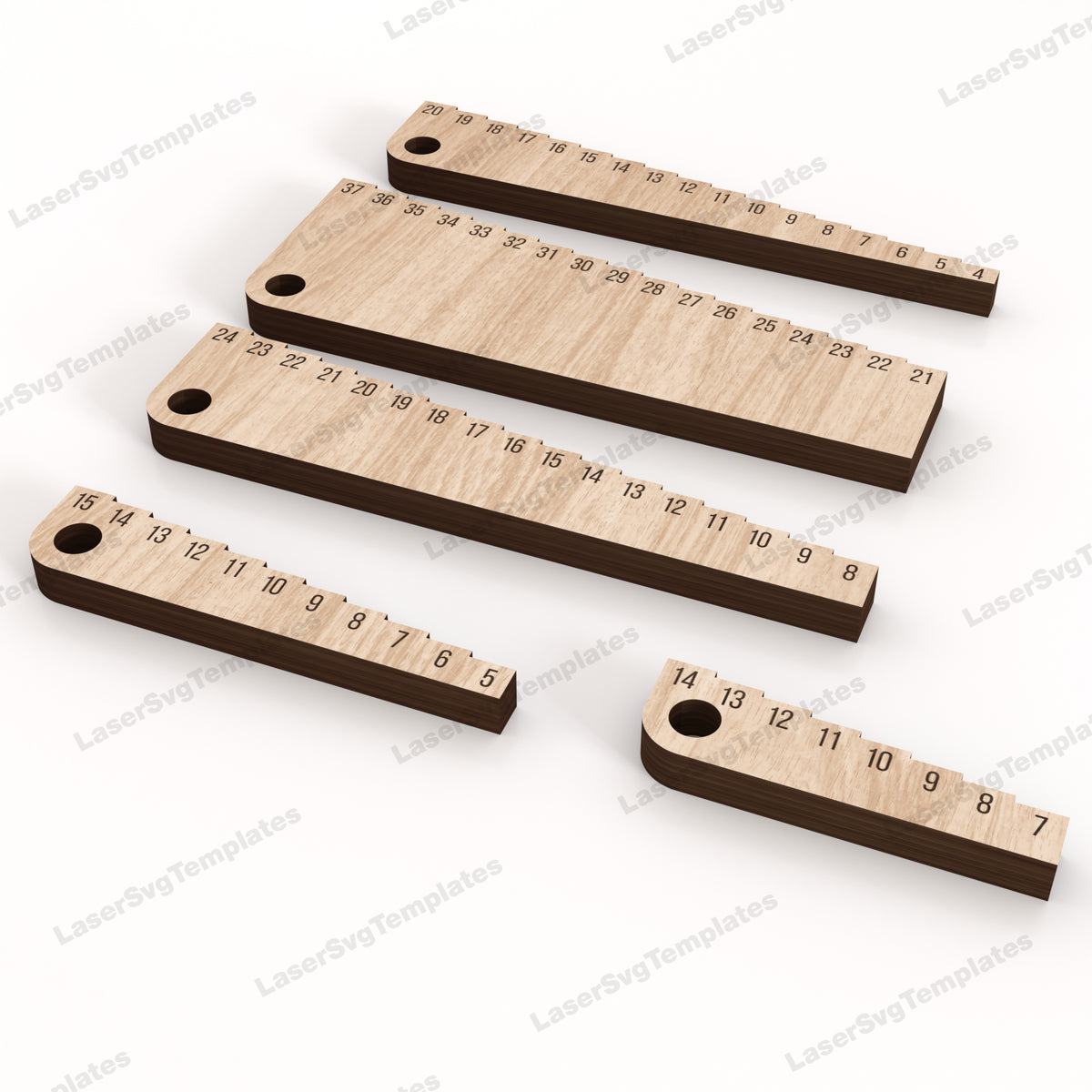 Lase Guide Ruler Laser focal calibration step ruler 5 set laser cut svg file ...