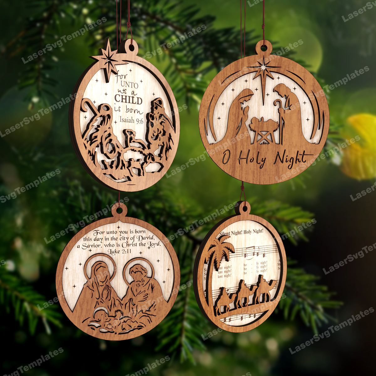 Nativity tree balls ornaments bundle laser cut svg file Nativity tree balls ornaments bundle laser cut svg file