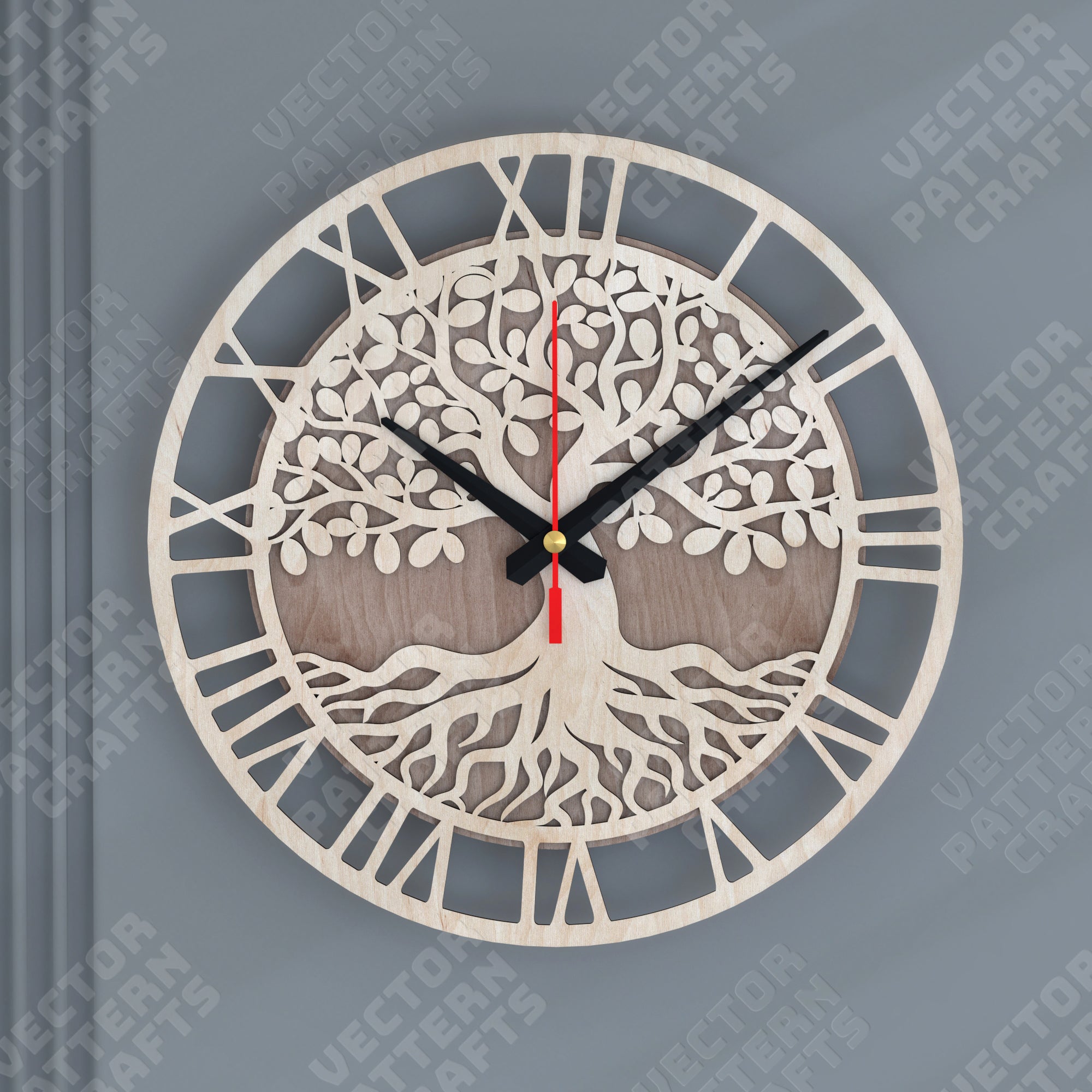 Wall clock tree of life laser cut svg file
