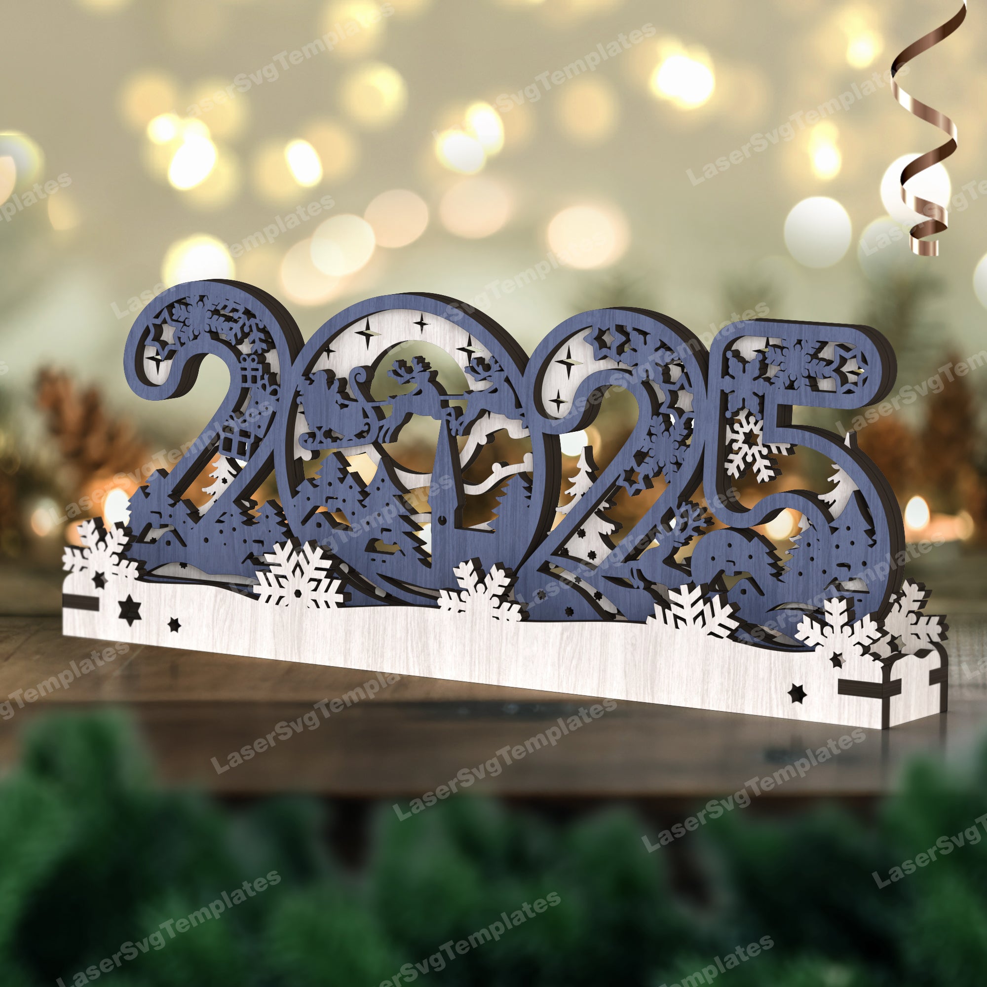 Christmas 2025 new year table decoration laser cut svg file