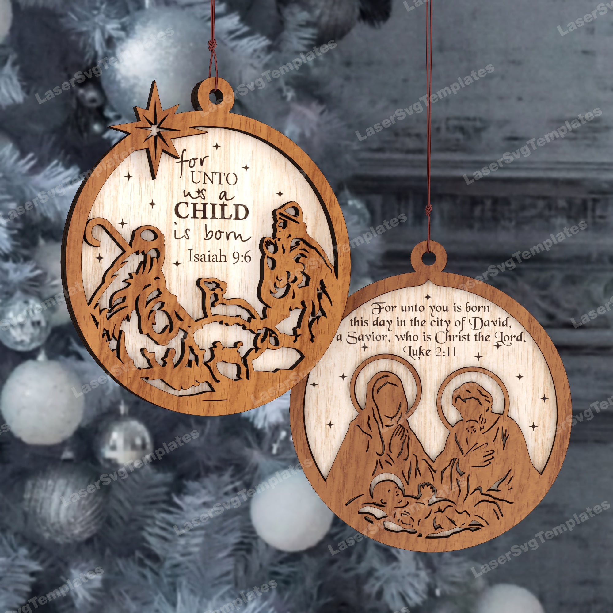 Nativity tree balls ornaments bundle laser cut svg file Nativity tree balls ornaments bundle laser cut svg file