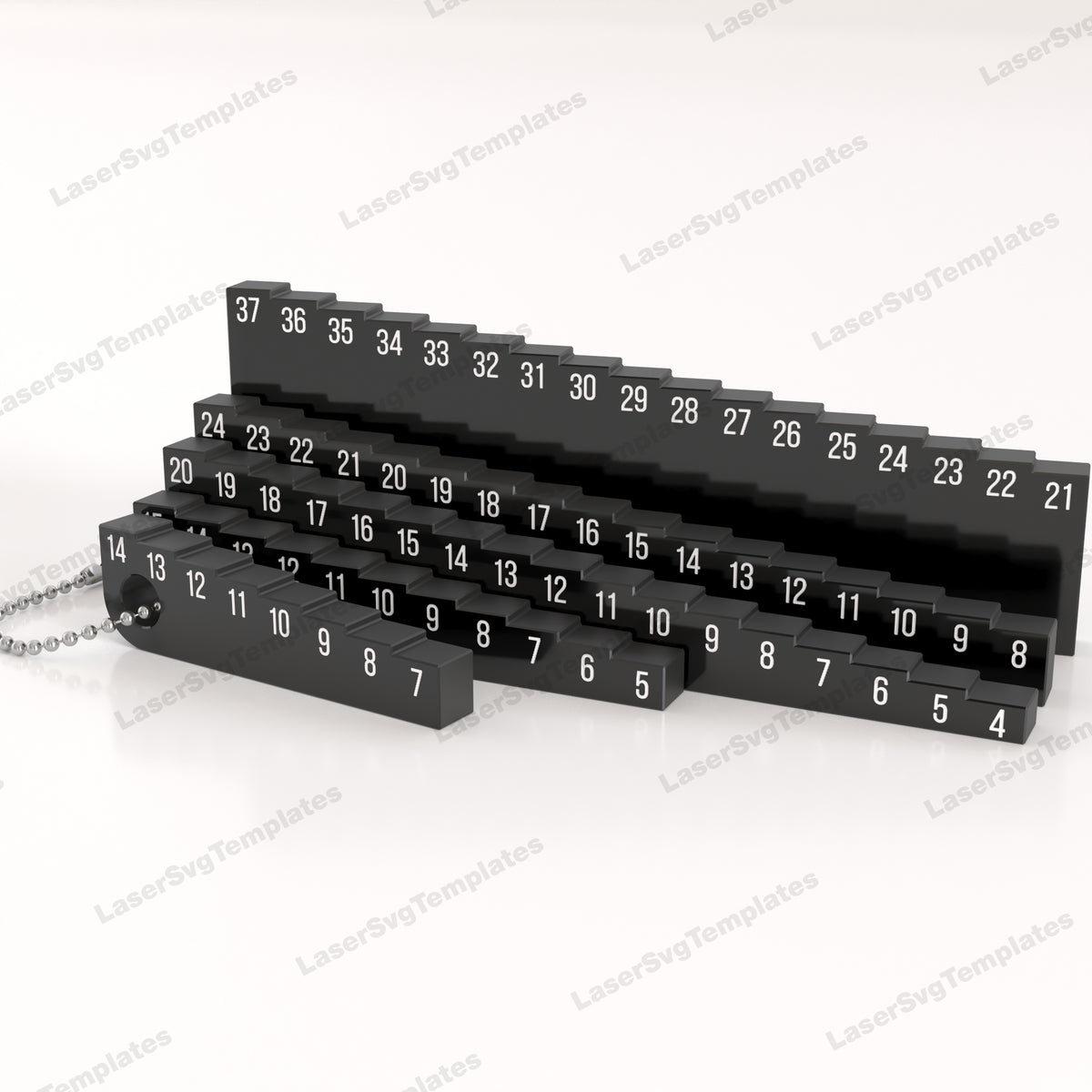 2 Inch Ruler Step File Laser focal calibration step ruler 5 set laser cut svg file ...