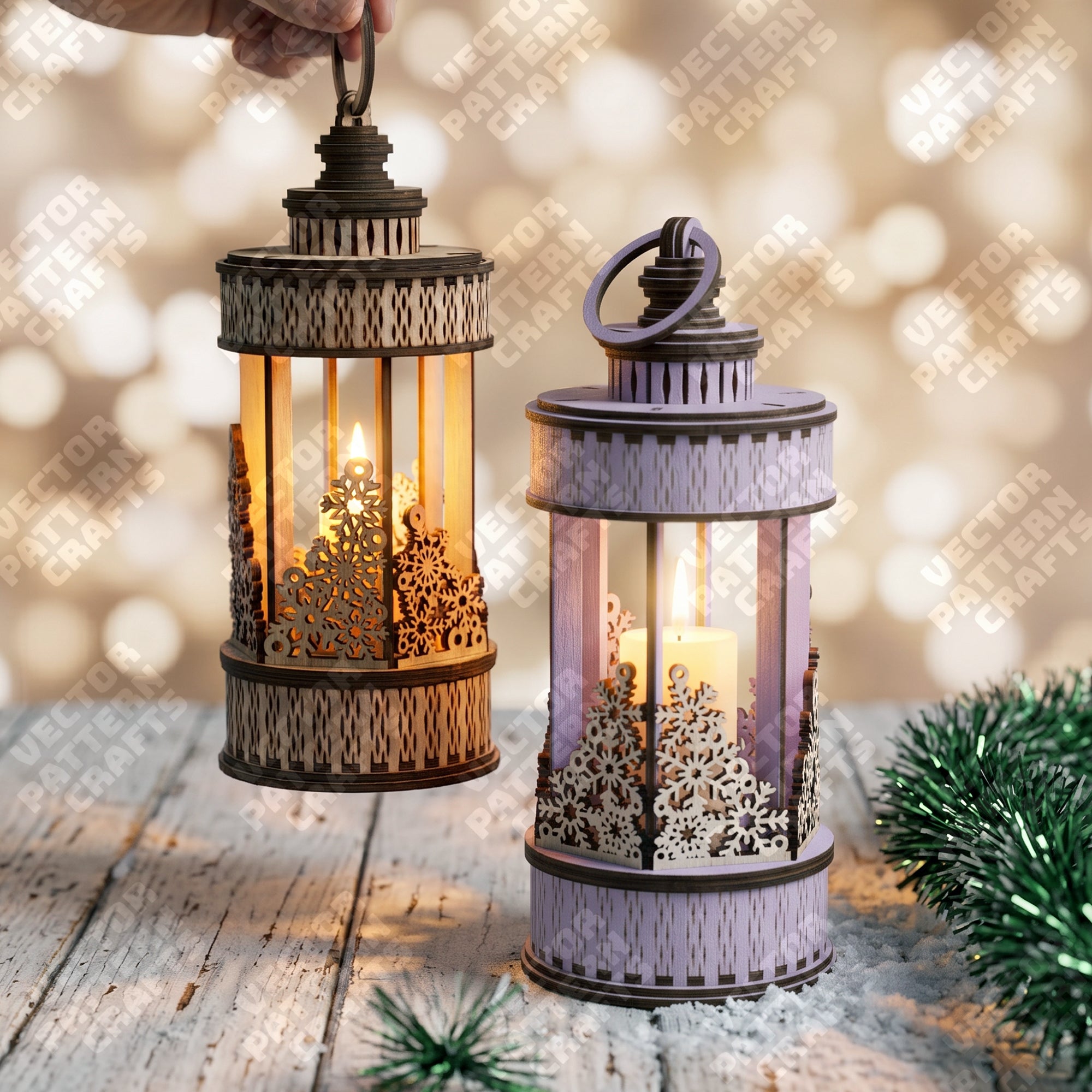 3 Christmas Tealight Lantern SVG Laser Candle Holder