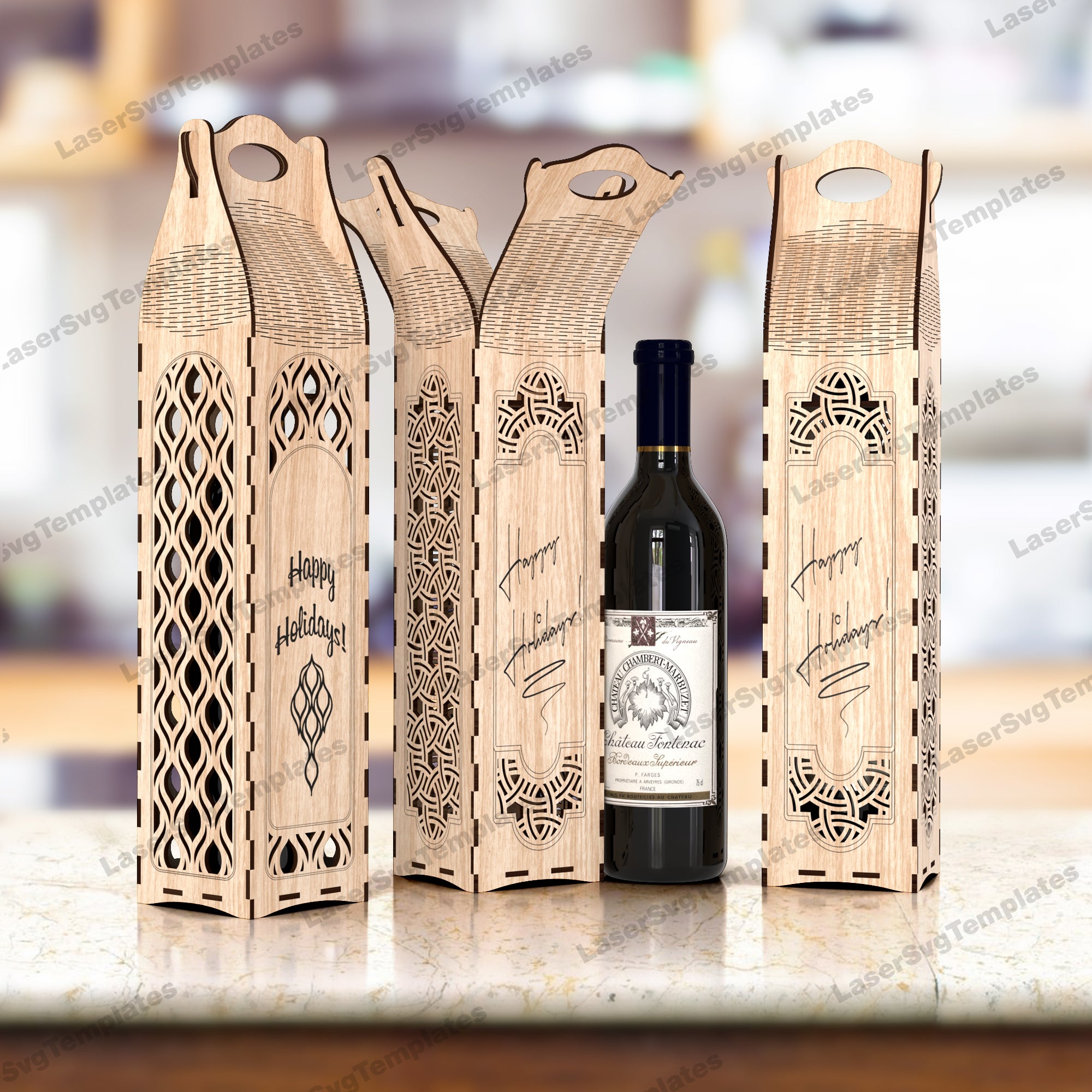 Laser Cut Wine Bottle Gift Box 6 Bundle Svg File laser-cut-wine-bottle-gift-box-6-bundle-svg-file