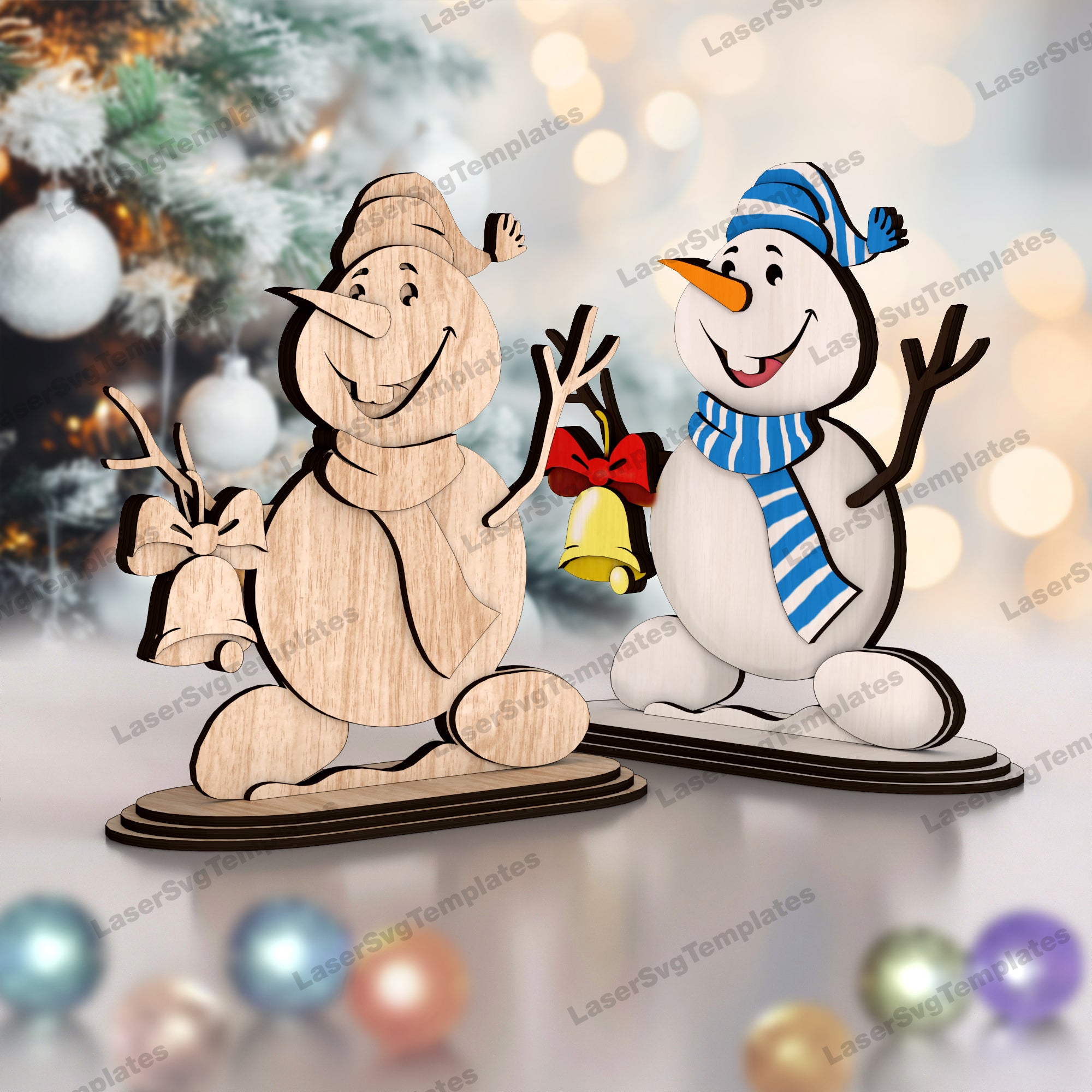 laser cut christmas snowman table decoration svg file