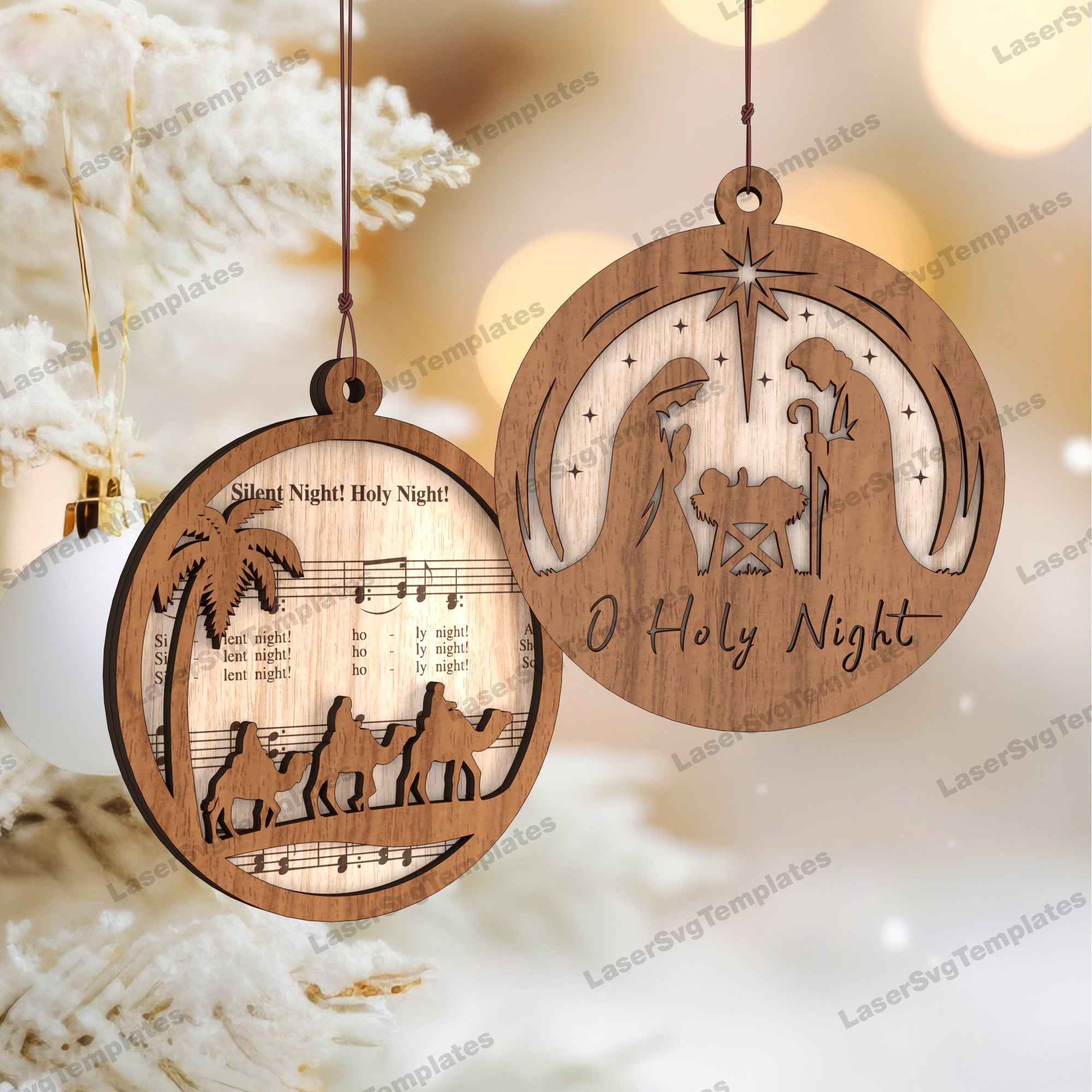Nativity tree balls ornaments bundle laser cut svg file Nativity tree balls ornaments bundle laser cut svg file