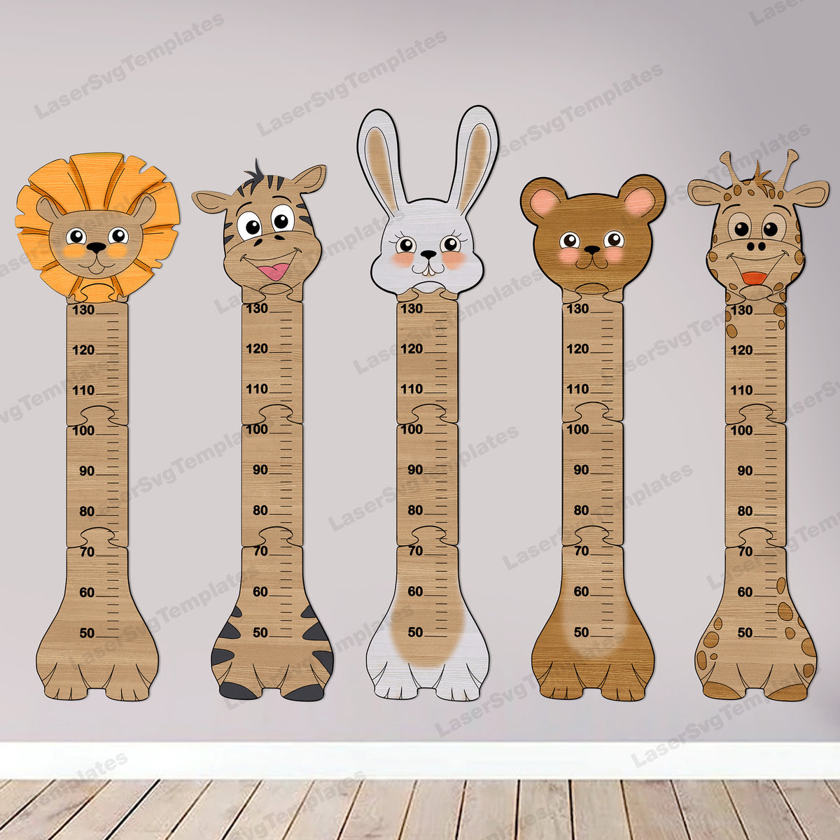 Animals ruler growth chart 5 bundle laser cut svg file