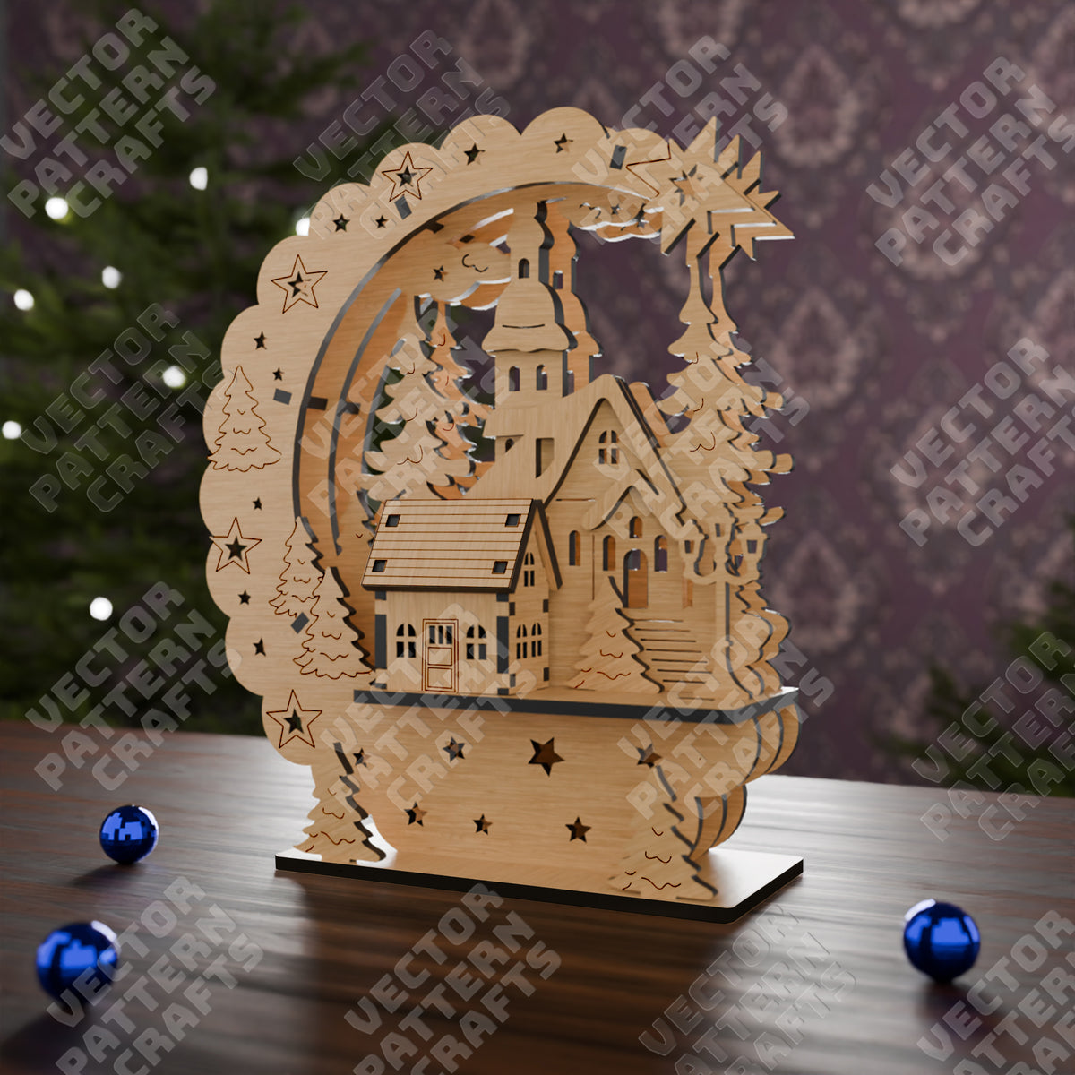 Weihnachtslampe Tischdekoration lasergeschnittene SVG-Datei