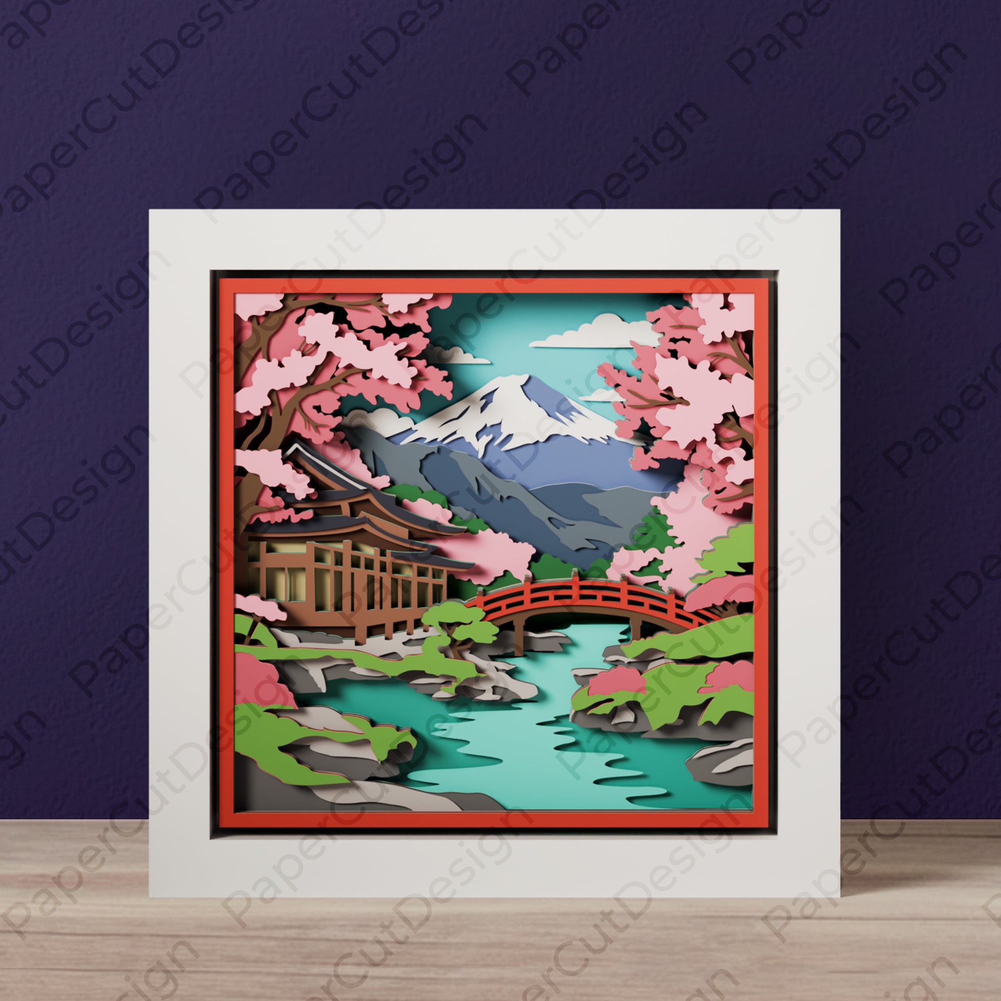 3 Japanese Cherry Blossoms Shadow Box Svg Laser File