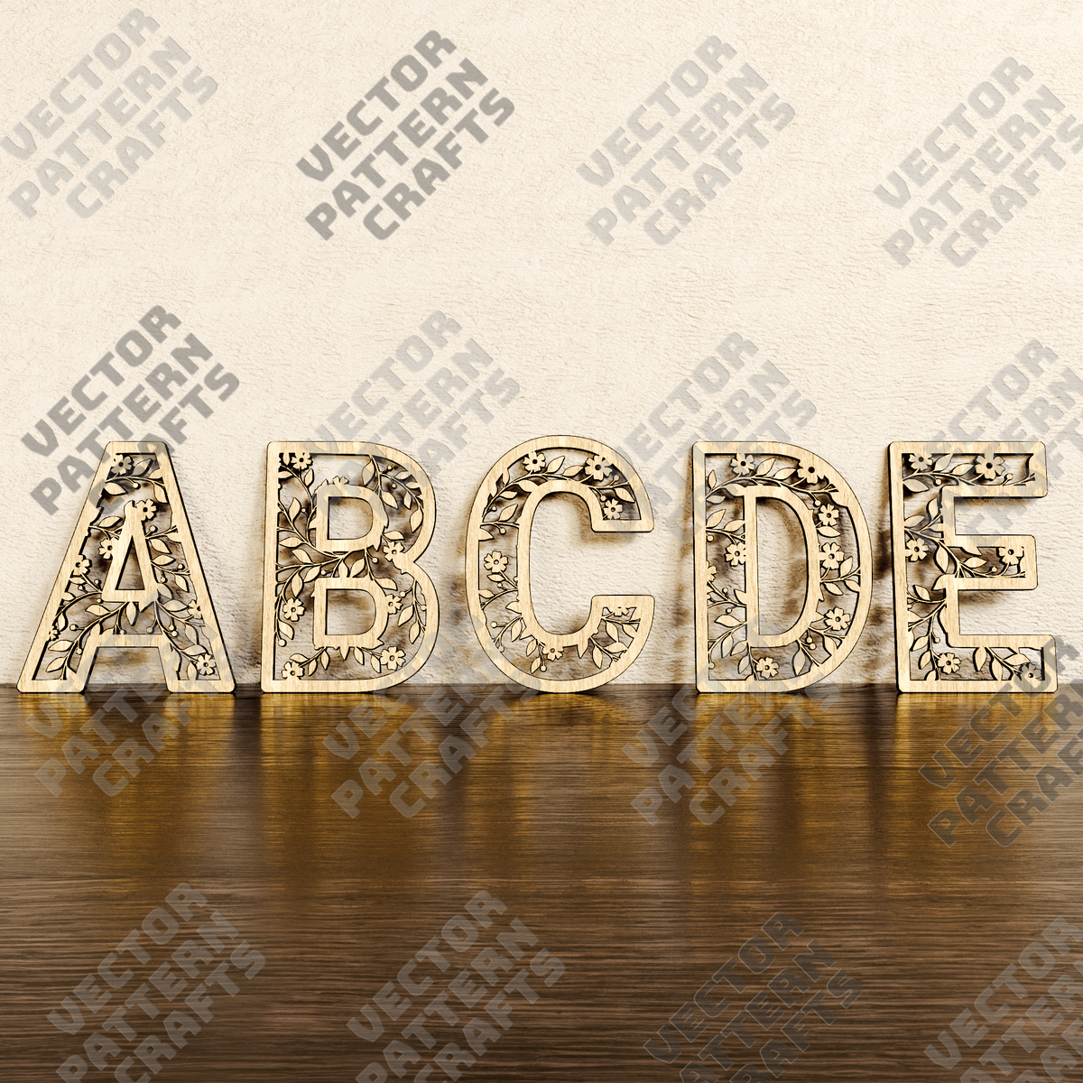 Laser cut flowers alphabet letters svg file | LaserSvgTemplates