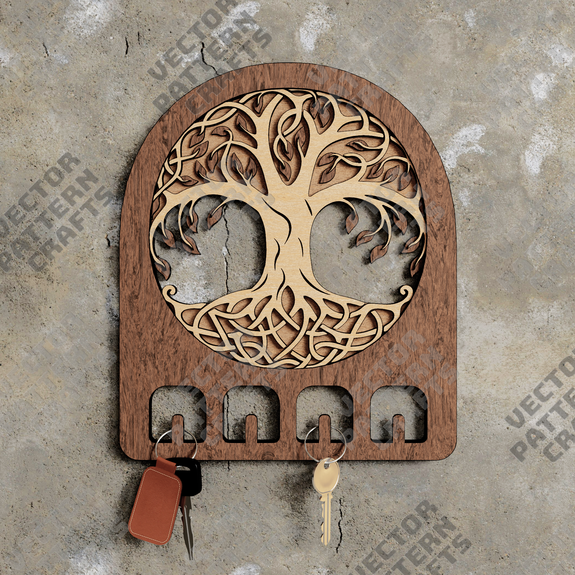 Multilayer Tree key holder laser cut svg file | LaserSvgTemplates