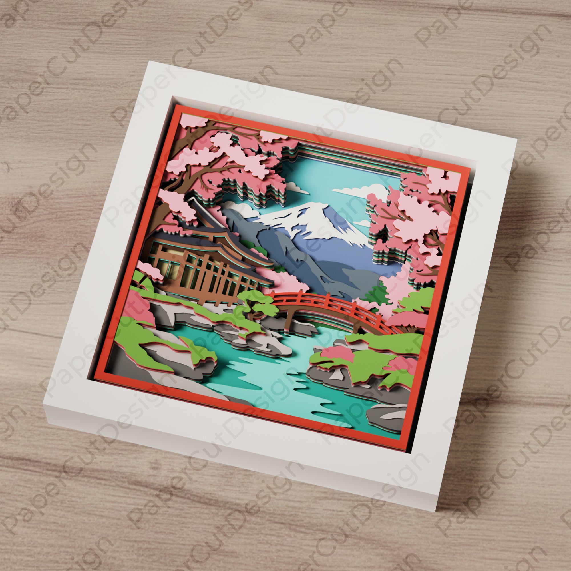 3 Japanese Cherry Blossoms Shadow Box Laser Cut SVG