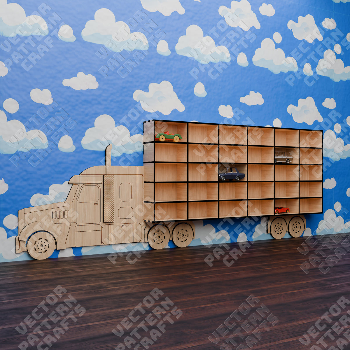 Toy Cars storage shelf organizer laser cut svg file | LaserSvgTemplates