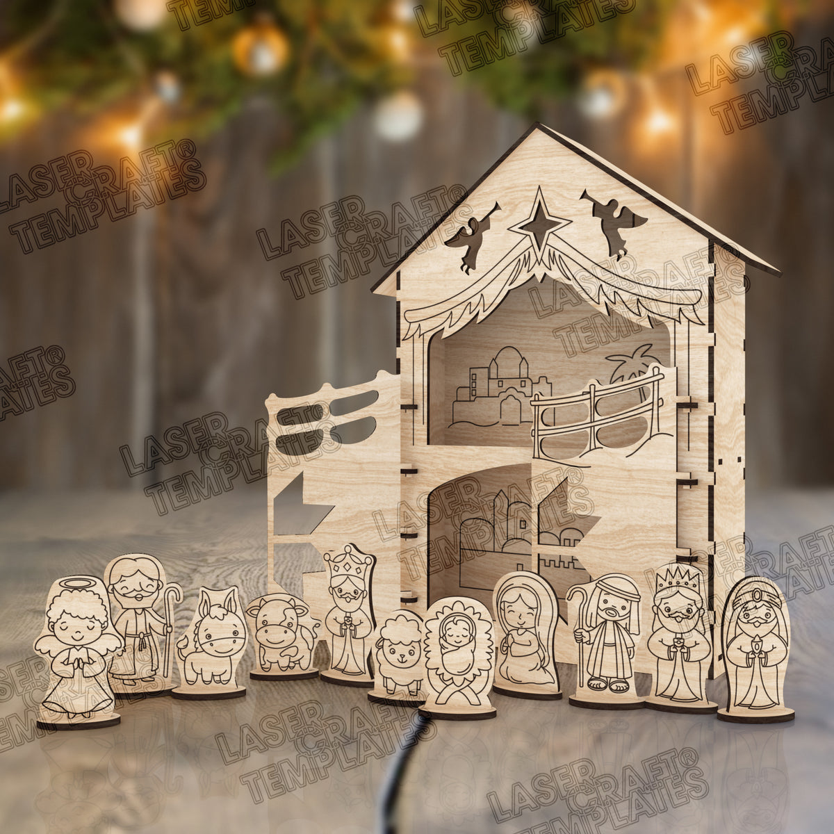Nativity scene miniatures house laser cut svg file | LaserSvgTemplates