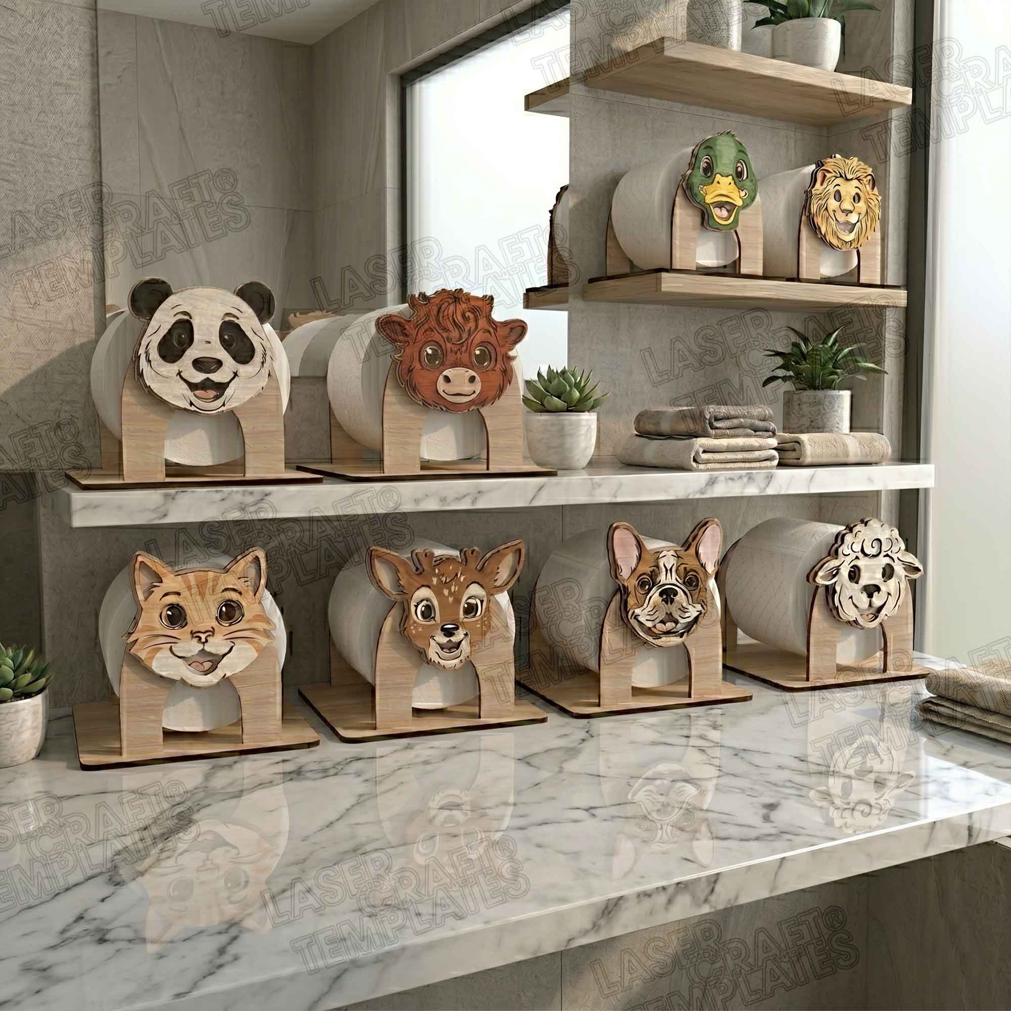 8 Animal Toilet Paper Holder Laser Cut SVG File | LaserSvgTemplates