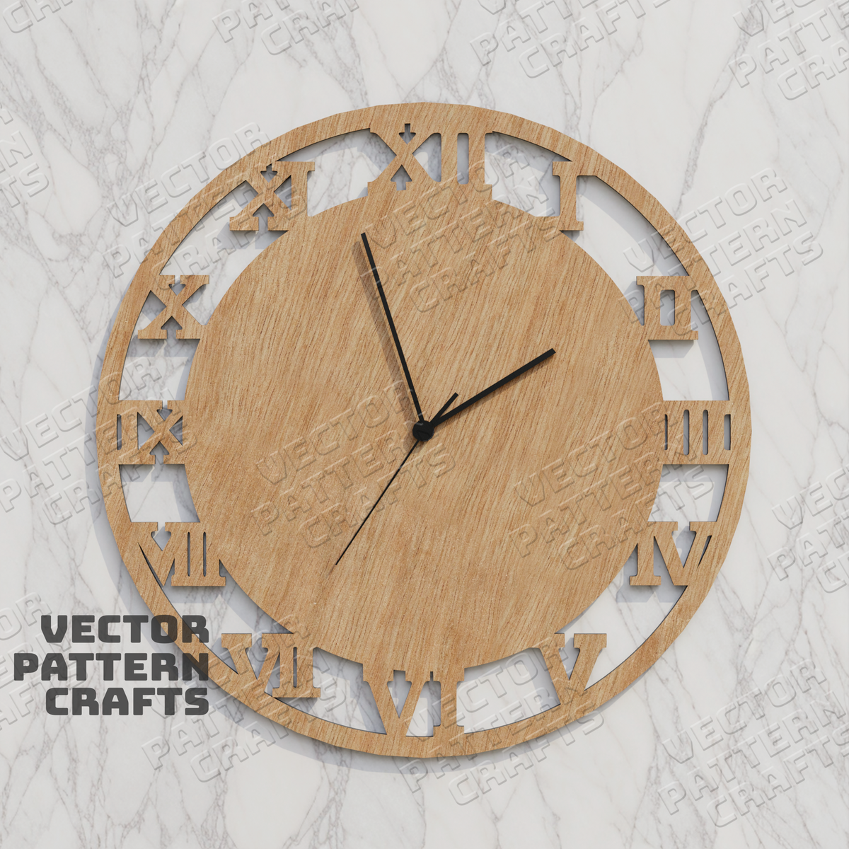 Wooden wall clock numbers laser cut file svg