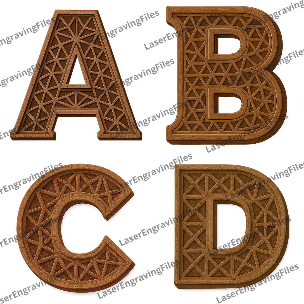 Geometry alphabet letters laser engraving png file