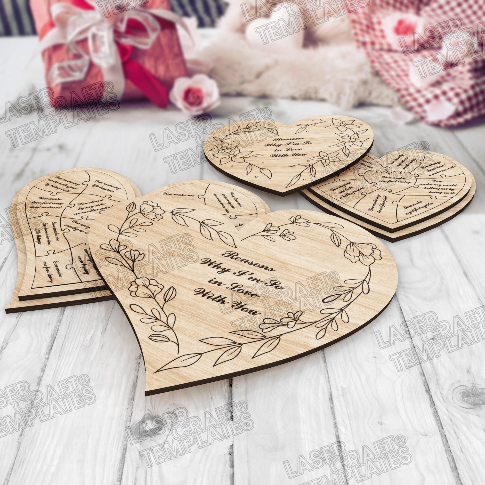 Heart Reasons I Love puzzle laser cut file svg | LaserSvgTemplates
