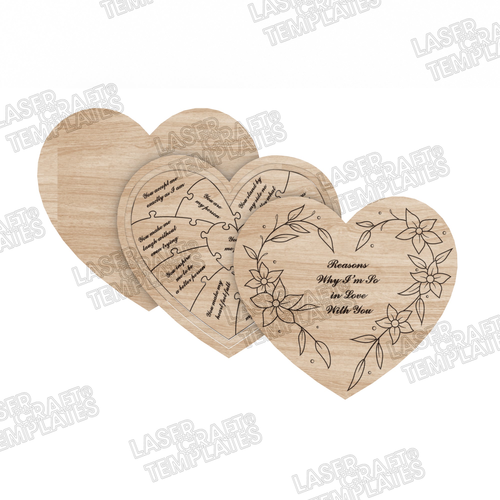 Heart Reasons I Love puzzle laser cut file svg | LaserSvgTemplates