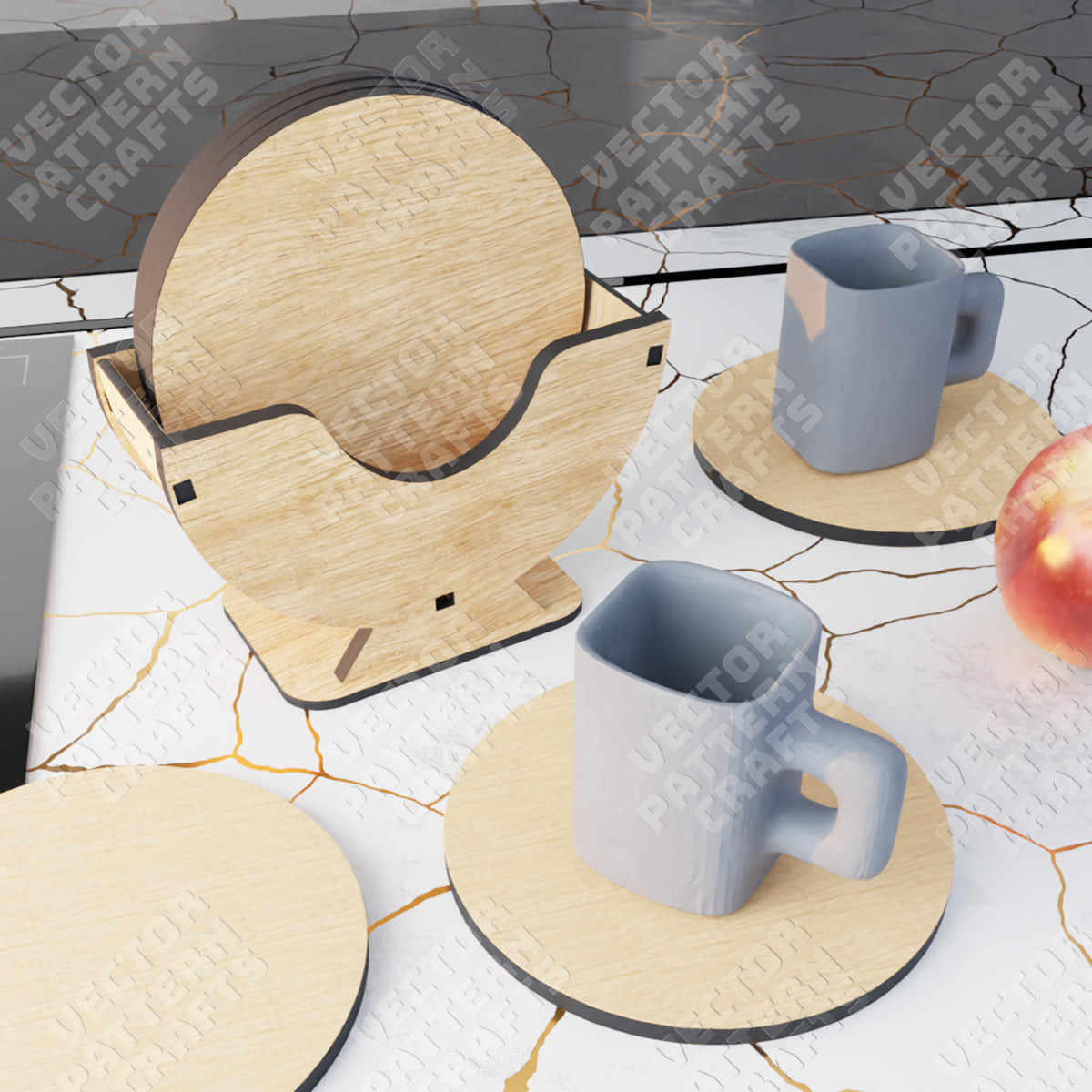 Wooden Coasters With Holder Laser Cut SVG | LaserSvgTemplates